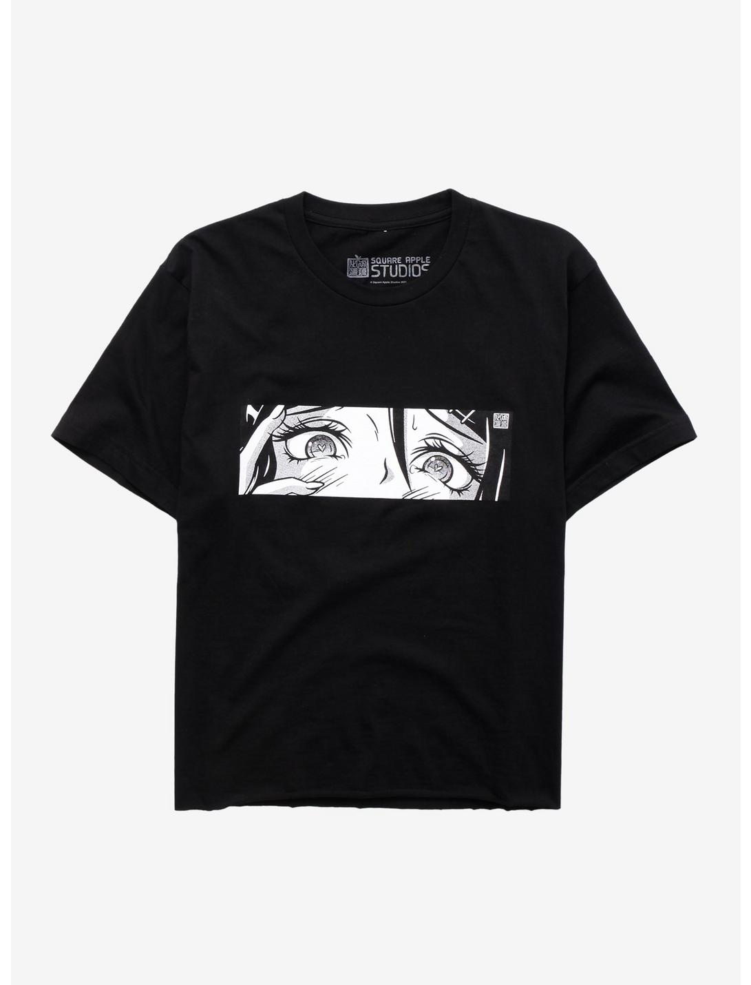 Anime Eyes Girls Crop T-Shirt Plus Size, BLACK, hi-res