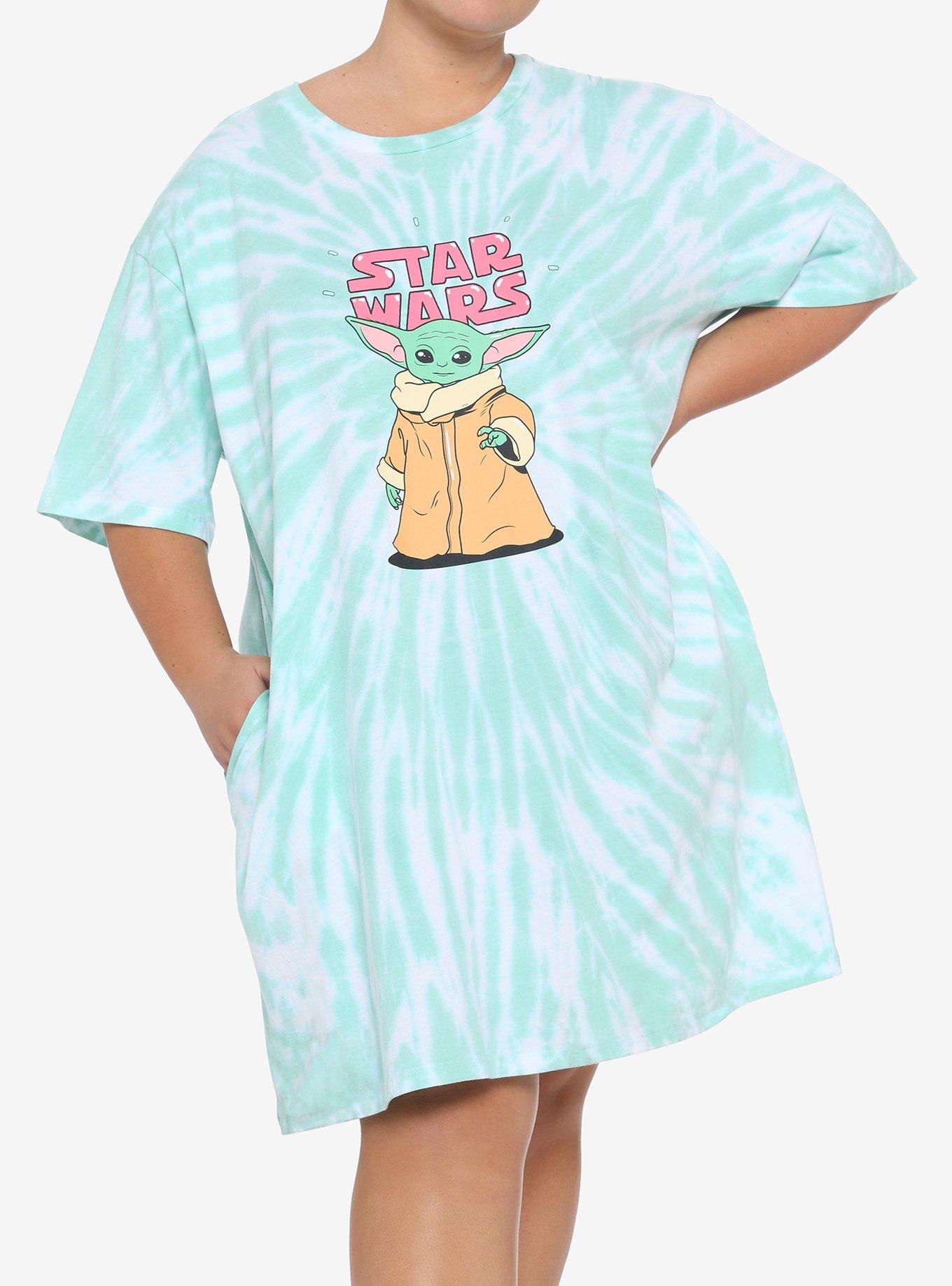 Her Universe Star Wars The Mandalorian The Child Tie-Dye T-Shirt Dress Plus Size, MULTI, hi-res