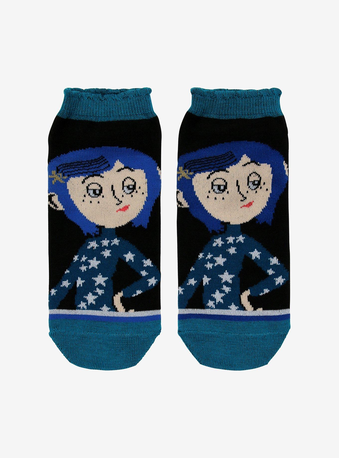 Coraline Blue No-Show Socks, , hi-res
