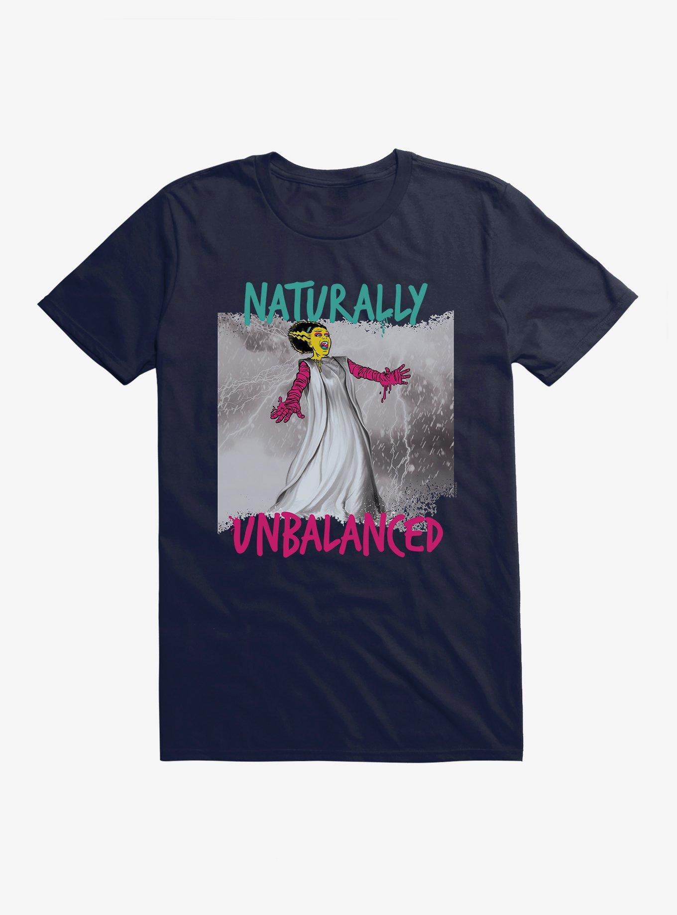 Universal Monsters Bride Of Frankenstein Naturally Unbalanced T-Shirt, NAVY, hi-res