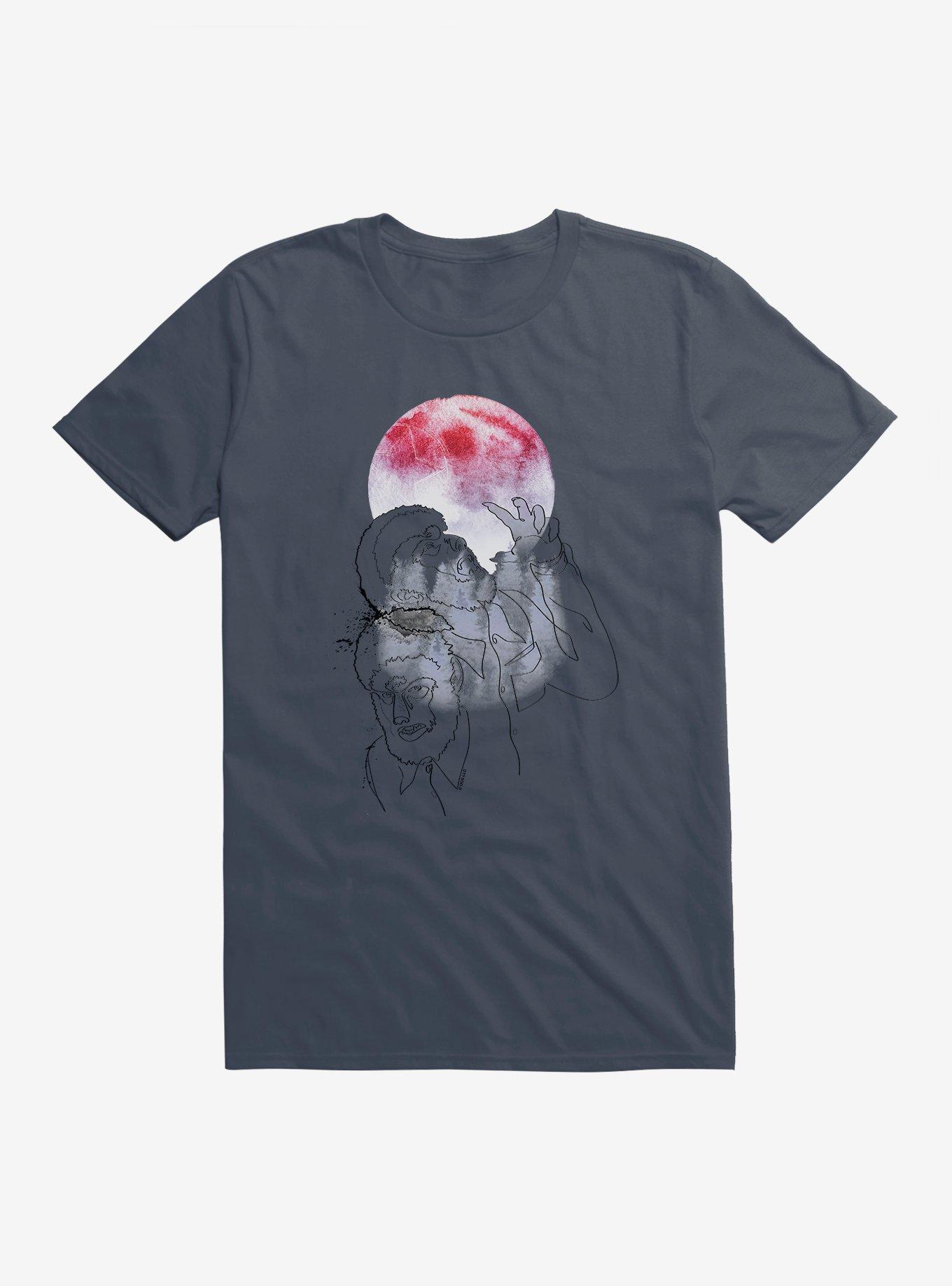 Universal Monsters The Wolf Man Under Full Moon Watercolor T-Shirt