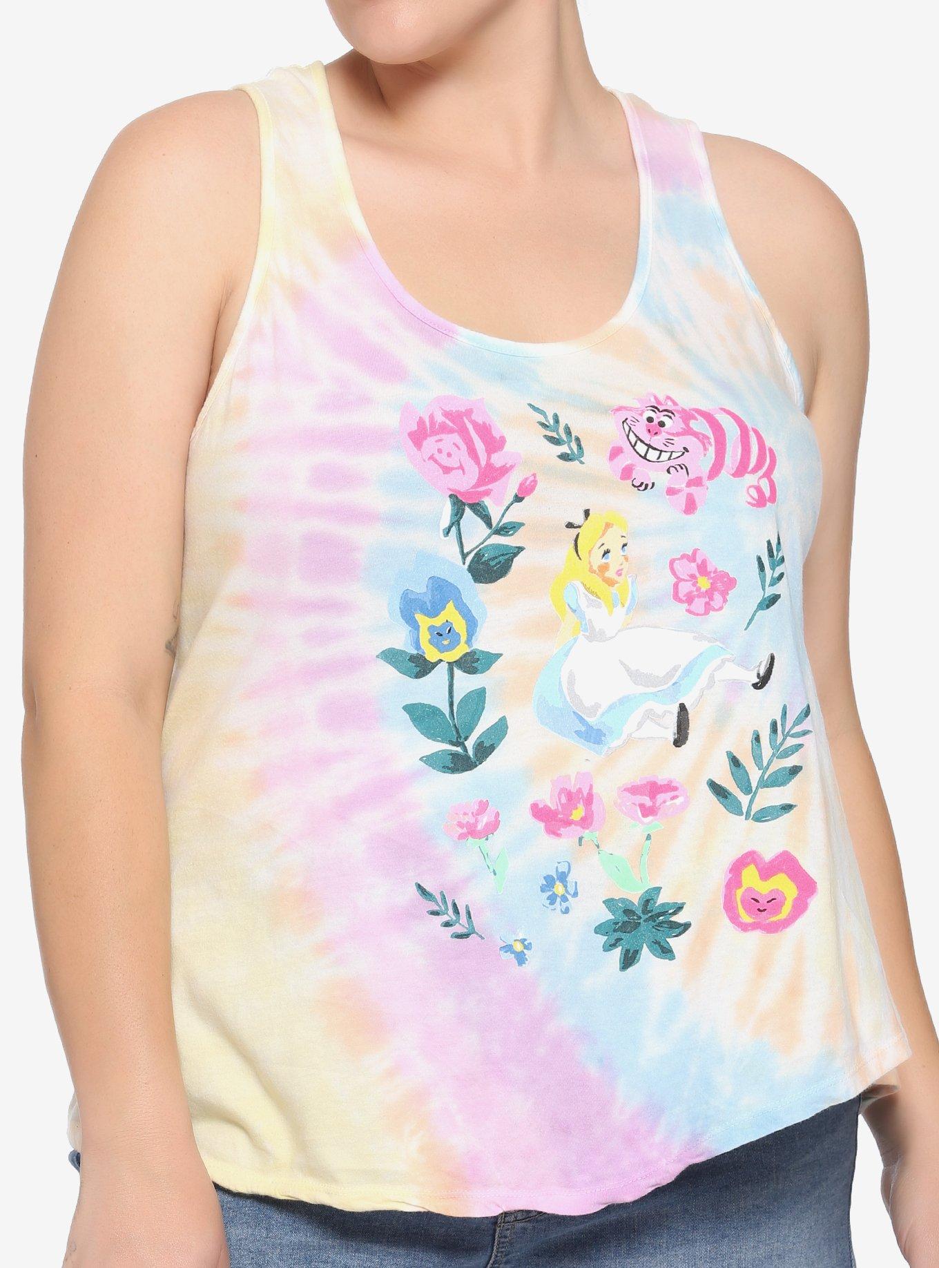 Disney Alice In Wonderland Alice And Cheshire Cat Tie Dye Girls Tank Top Plus Size Hot Topic