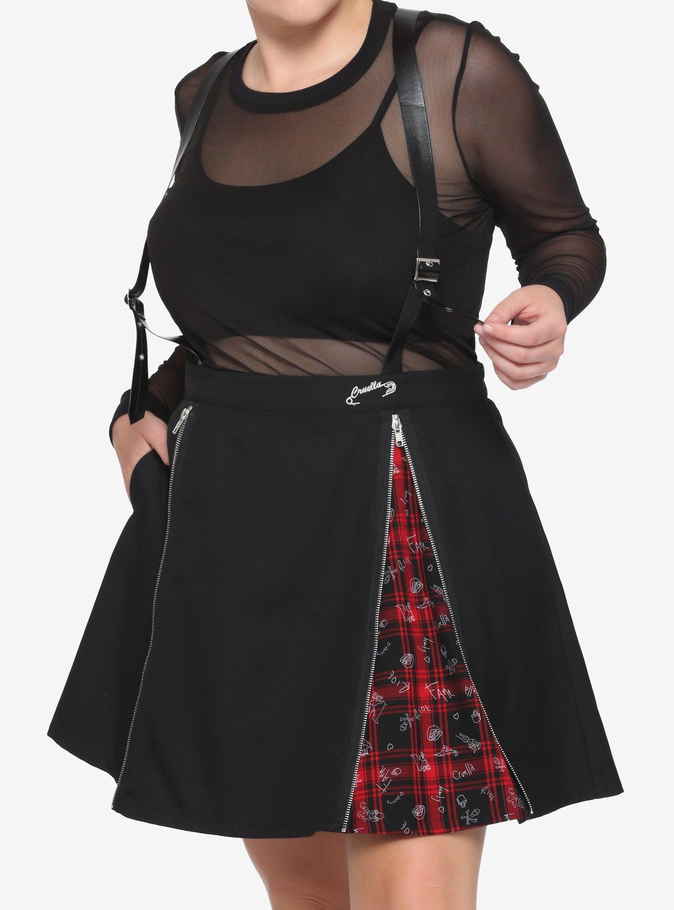 Her Universe Disney Cruella Zipper Pleated Suspender Skirt Plus Size, MULTI, hi-res