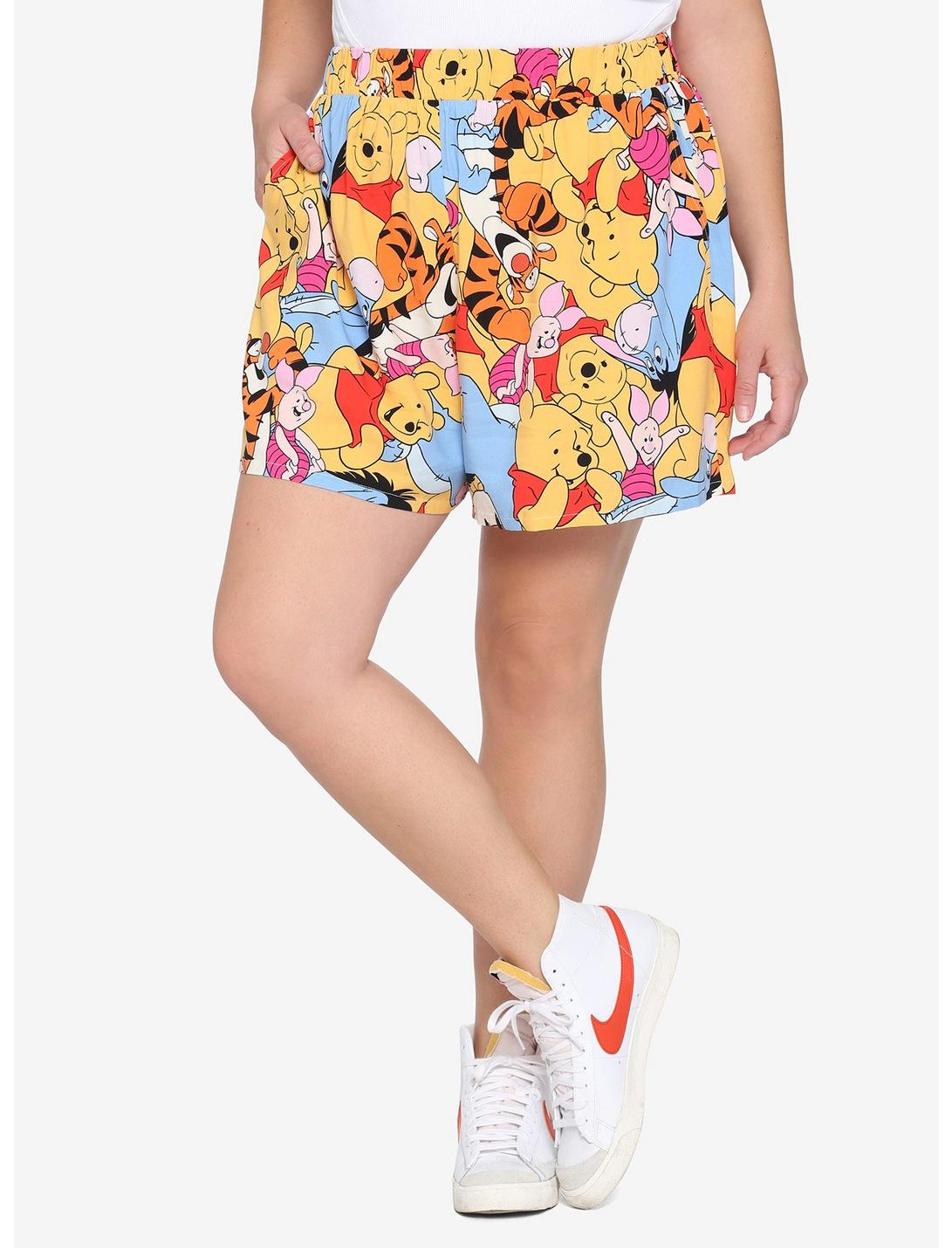 Disney Winnie The Pooh Allover Character Girls Resort Shorts Plus Size, MULTI, hi-res