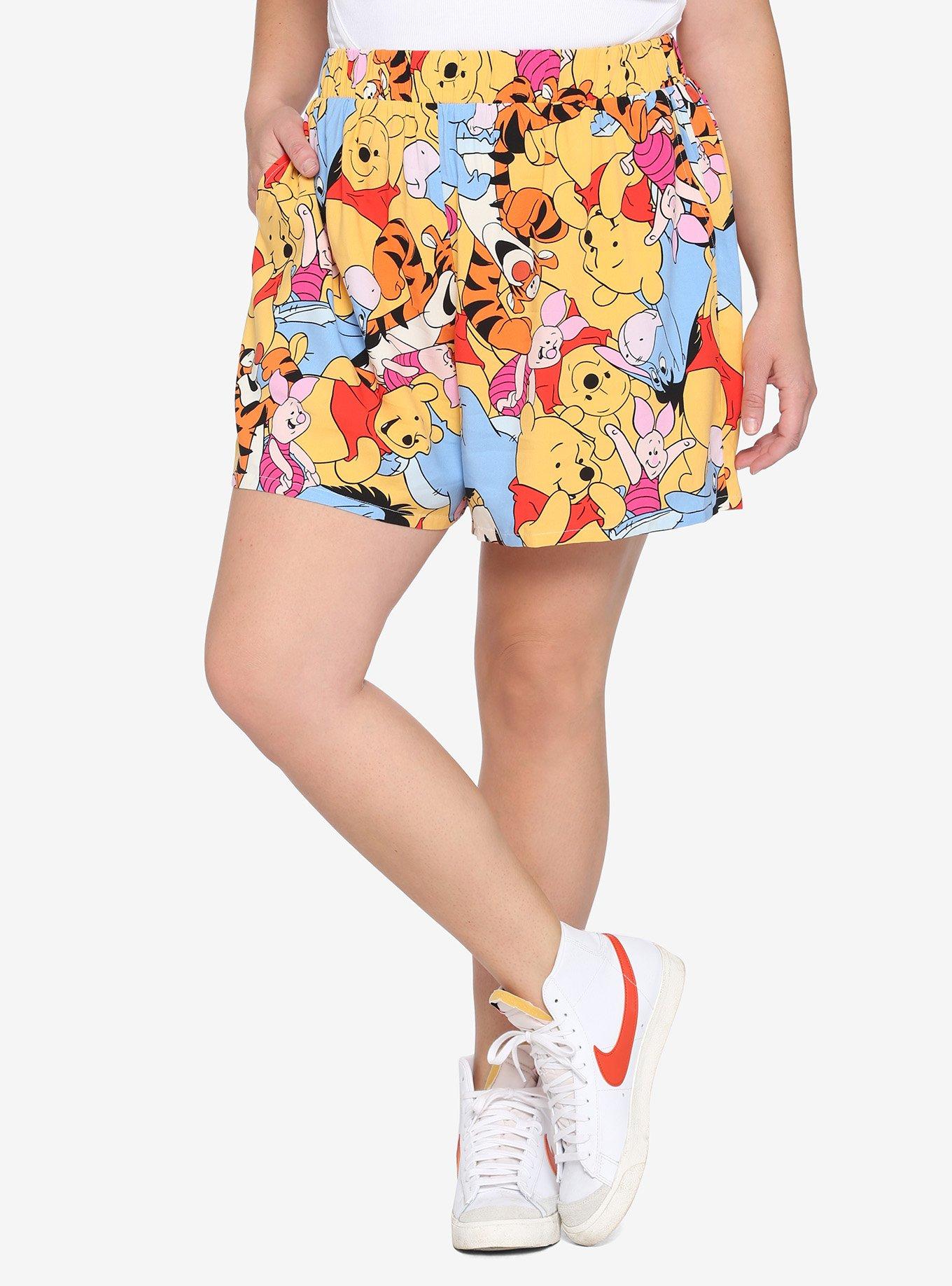 Disney Winnie The Pooh Allover Character Girls Resort Shorts Plus