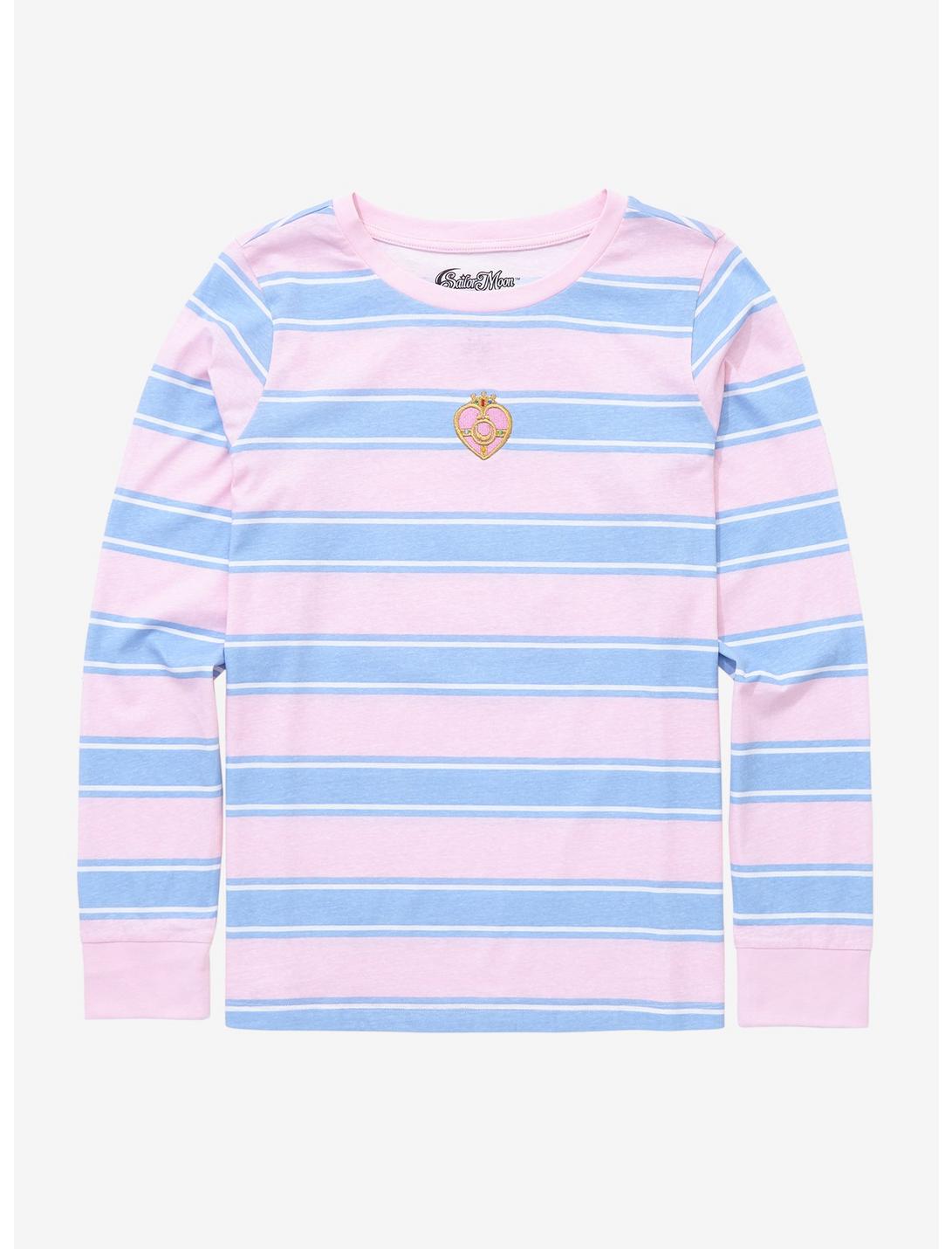 Sailor Moon Crystal Cosmic Heart Compact Striped Long Sleeve T-Shirt - BoxLunch Exclusive, LIGHT PURPLE, hi-res