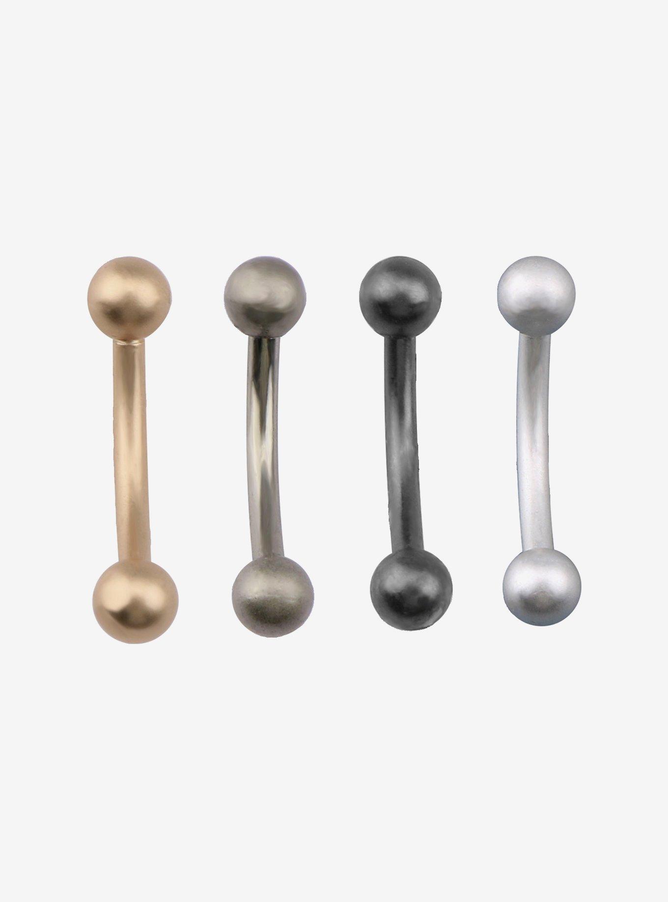 Steel Matte Metals Eyebrow Barbell 4 Pack, MULTI, hi-res