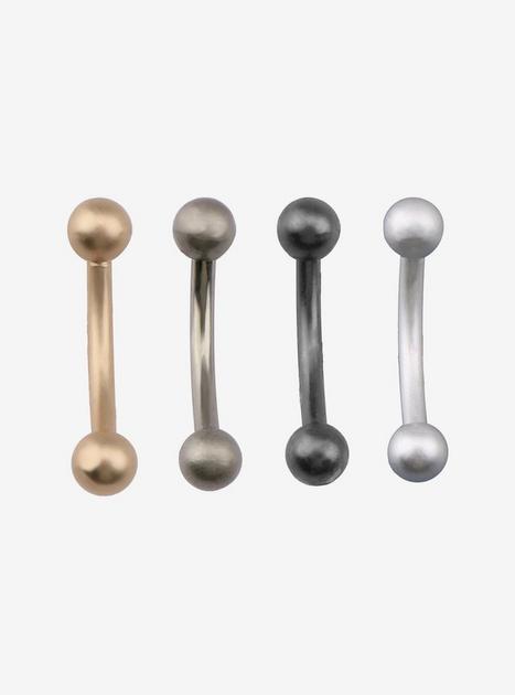 Steel Matte Metals Eyebrow Barbell 4 Pack | Hot Topic