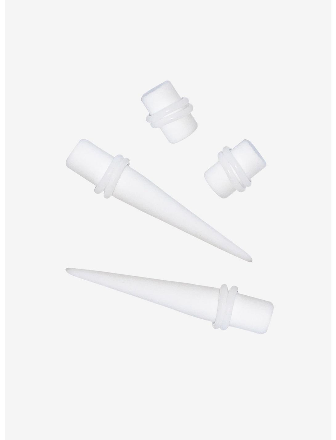 Acrylic White Taper & Plug 4 Pack, WHITE, hi-res
