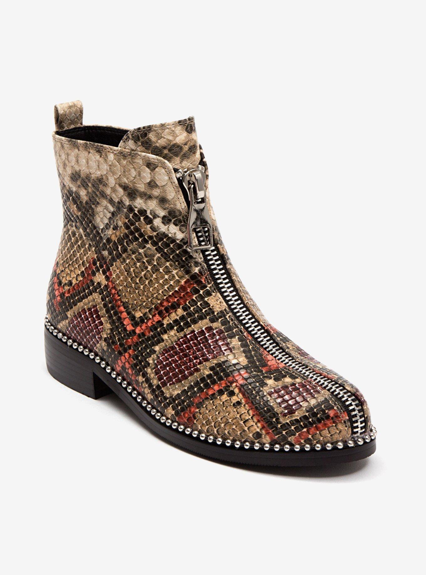 studded snakeskin booties
