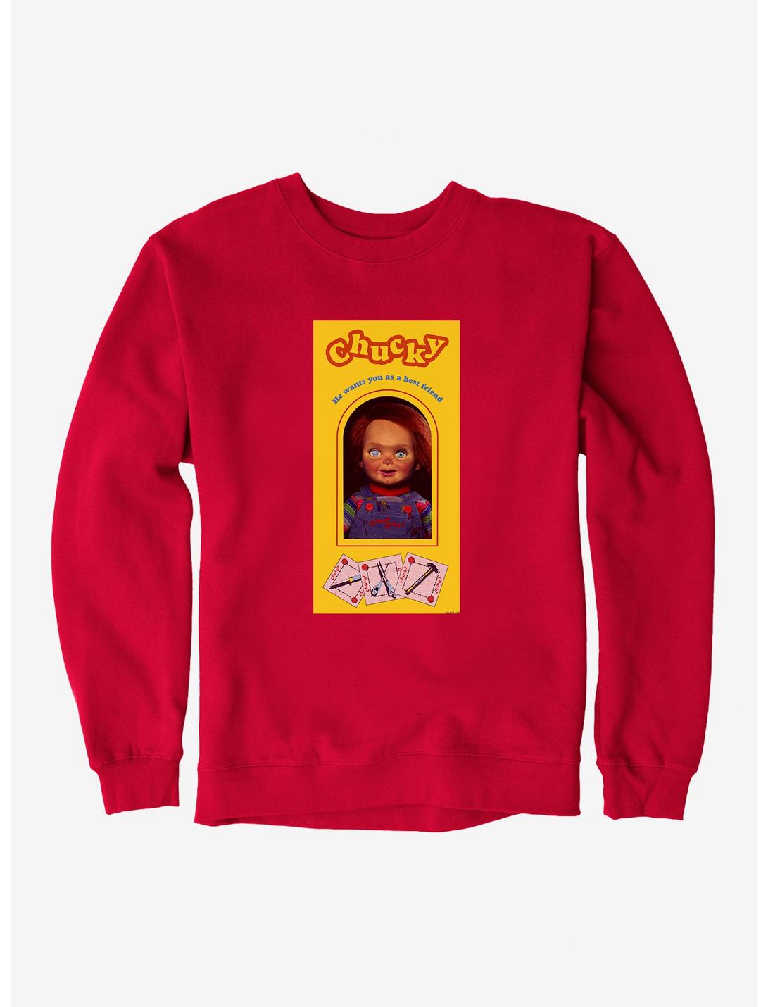 Chucky New Doll Box Sweatshirt, RED, hi-res