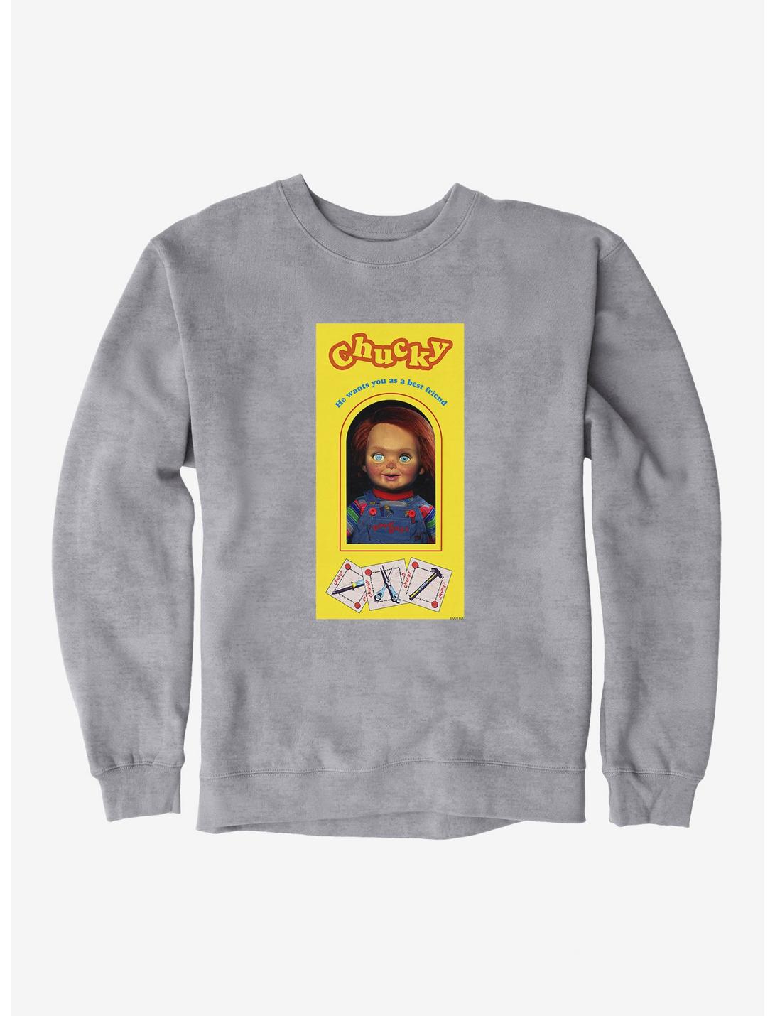 Chucky New Doll Box Sweatshirt, HEATHER GREY, hi-res