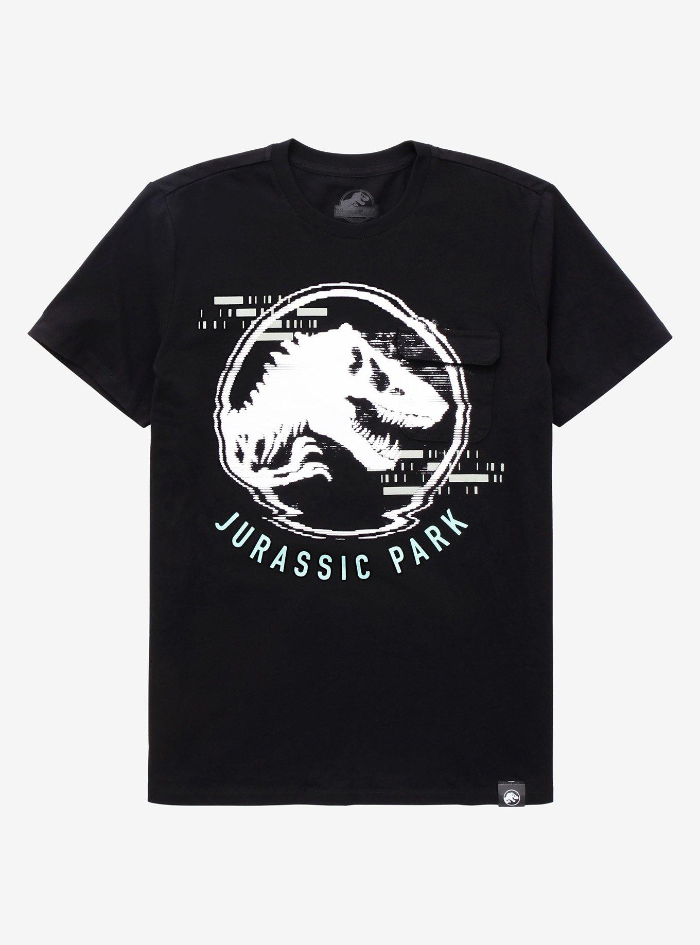 Jurassic Park Glitch Logo Pocket TShirt BoxLunch Exclusive BoxLunch