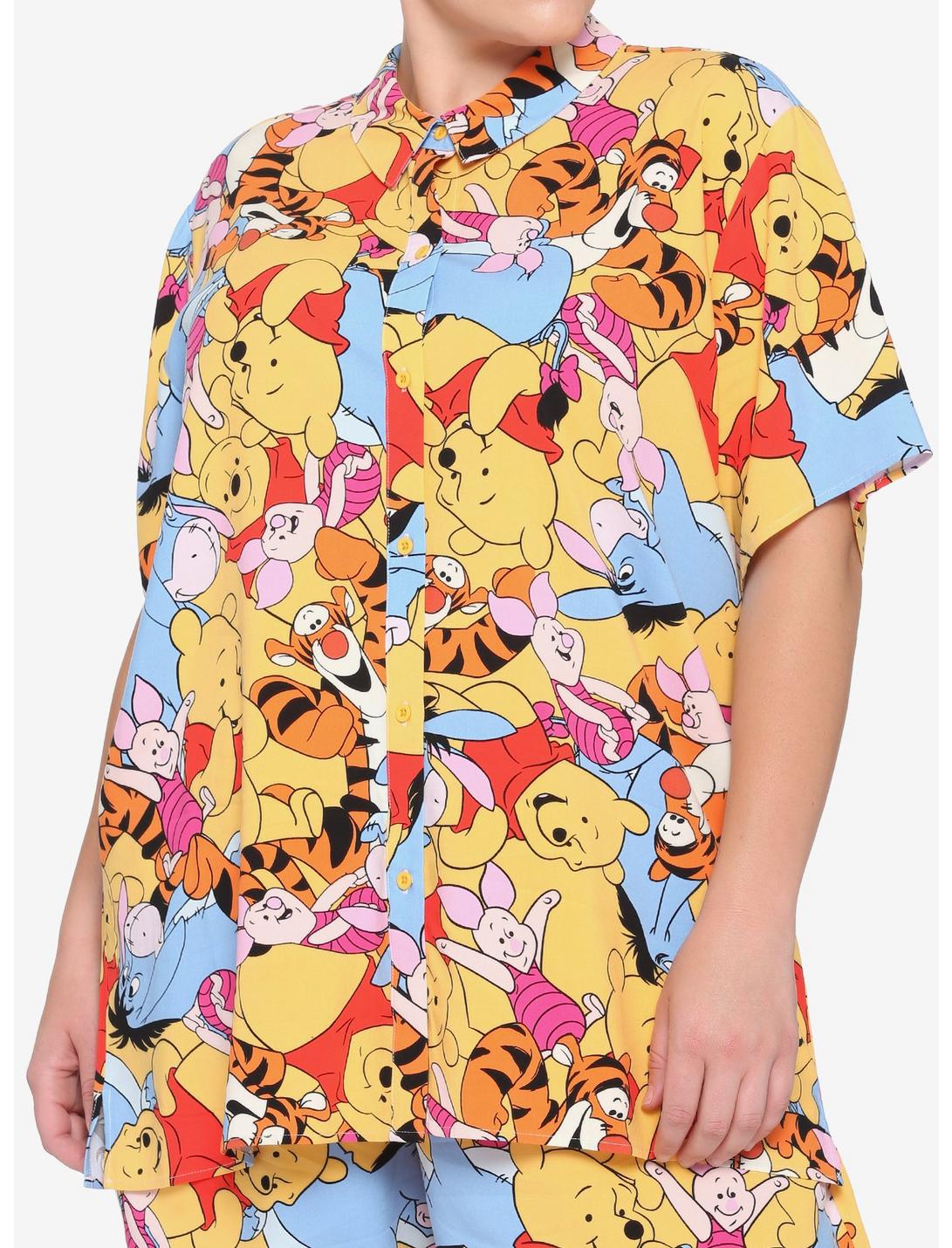 Disney Winnie The Pooh Allover Character Girls Resort Woven Button-Up Plus Size, MULTI, hi-res
