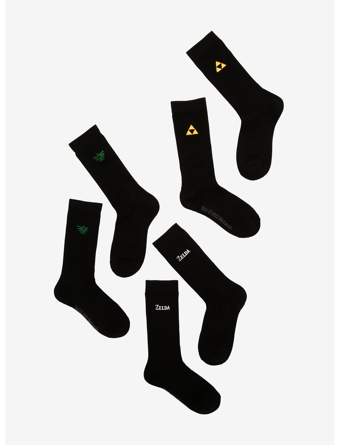 The Legend Of Zelda Icons Crew Socks 3 Pair, , hi-res