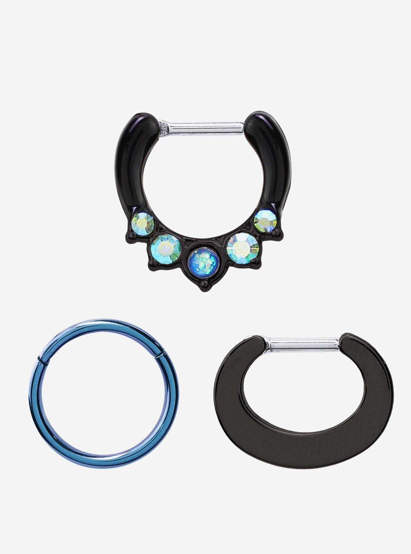 Black Blue Septum 3 Pack, , hi-res