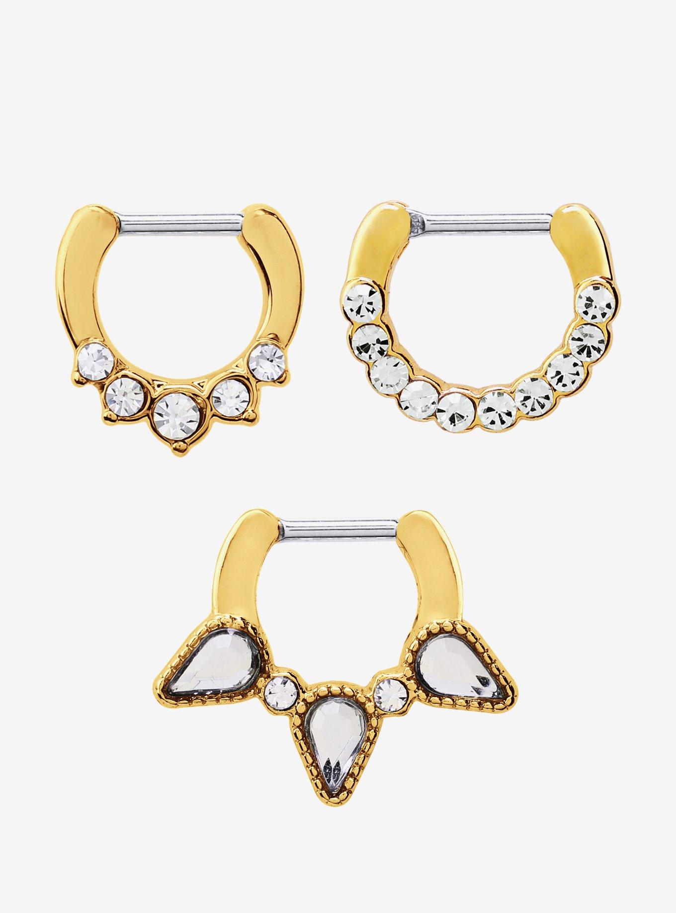 Gold Bling Super Septum 3 Pack, , hi-res