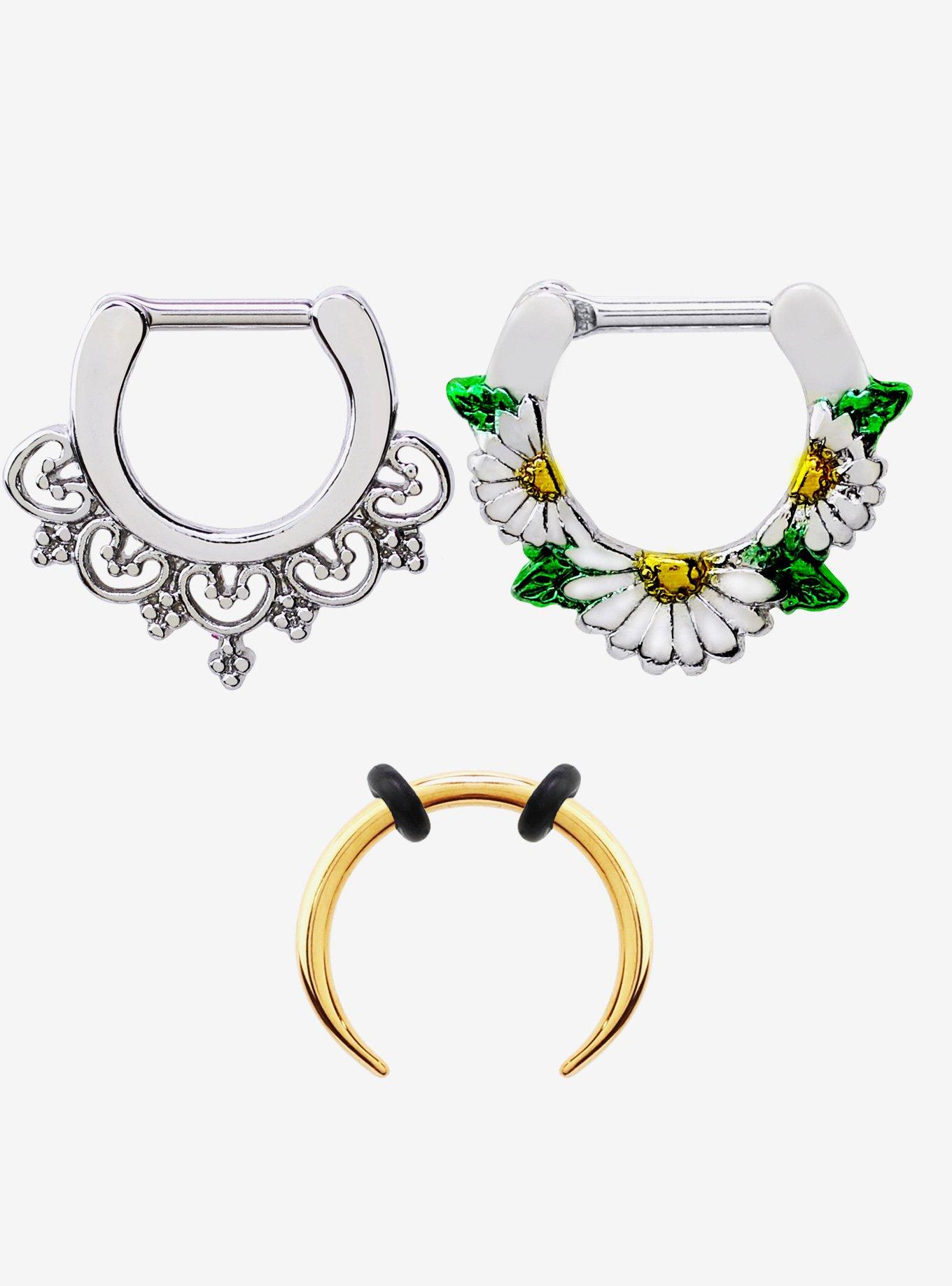 Steel Gold Sunflower Septum 3 Pack, , hi-res