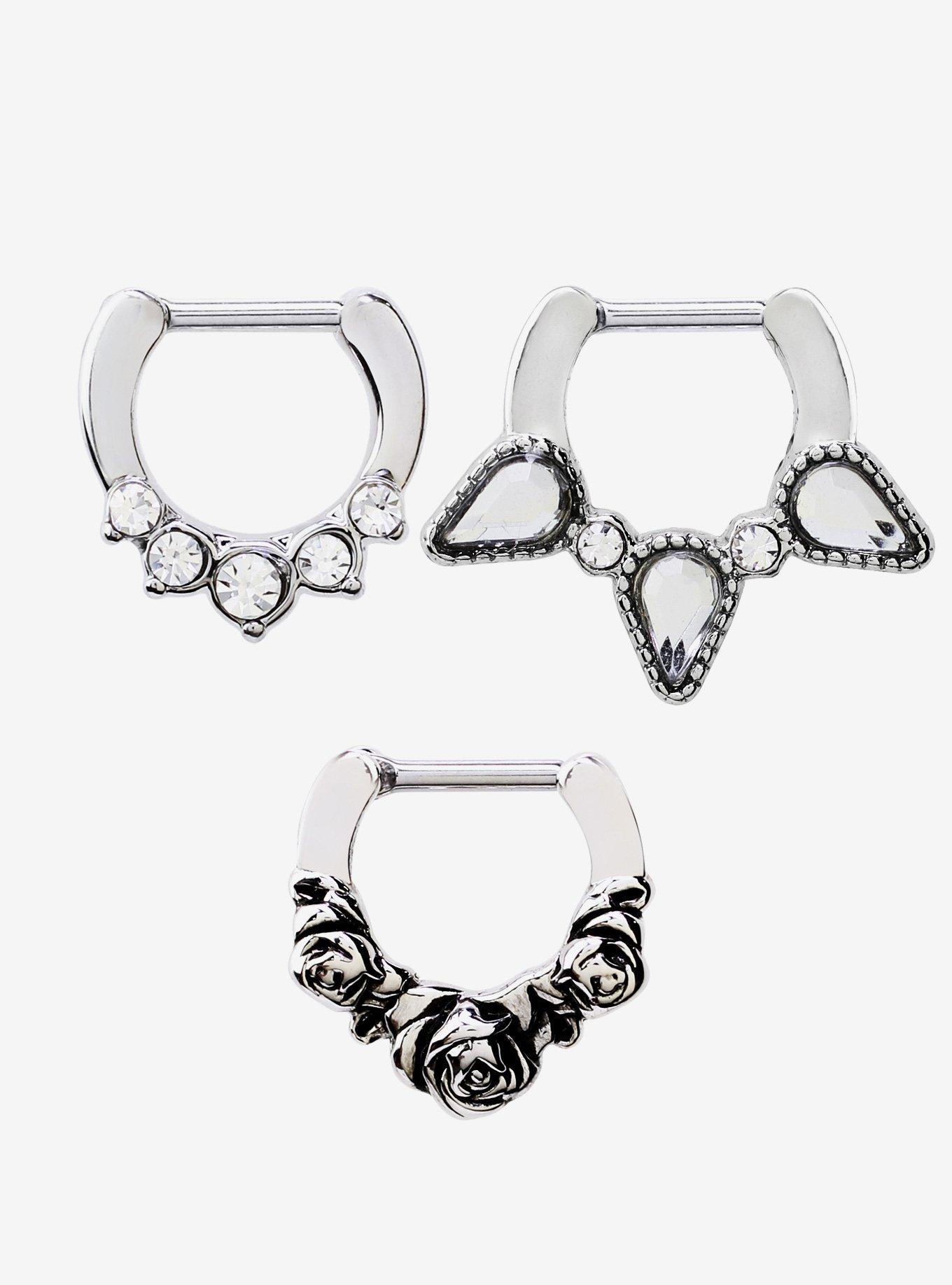 Steel Roses Bling Septum 3 Pack | Hot Topic