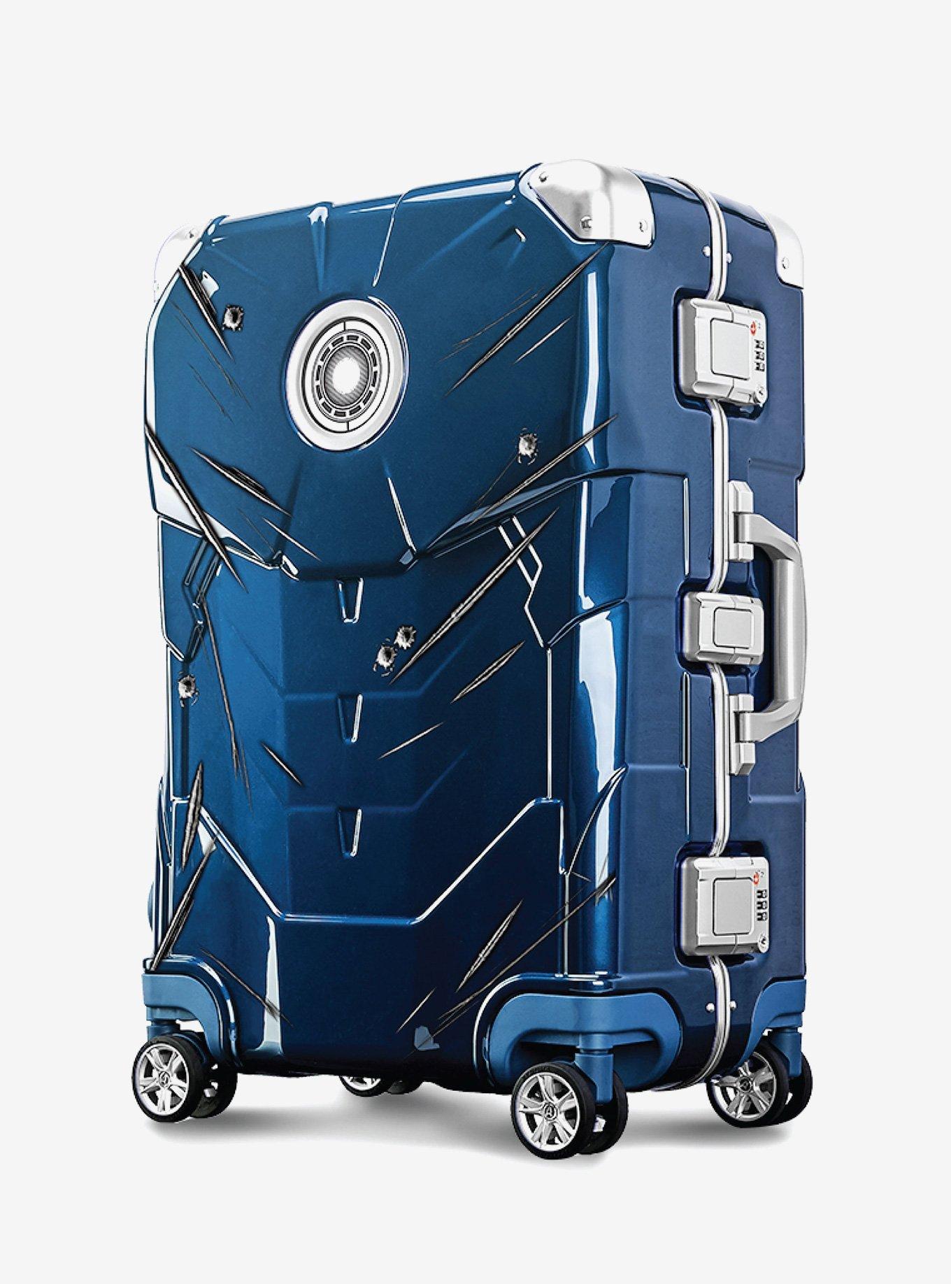 Marvel Iron Man Battle Damage Hard Sided Carry On Luggage Blue, , hi-res