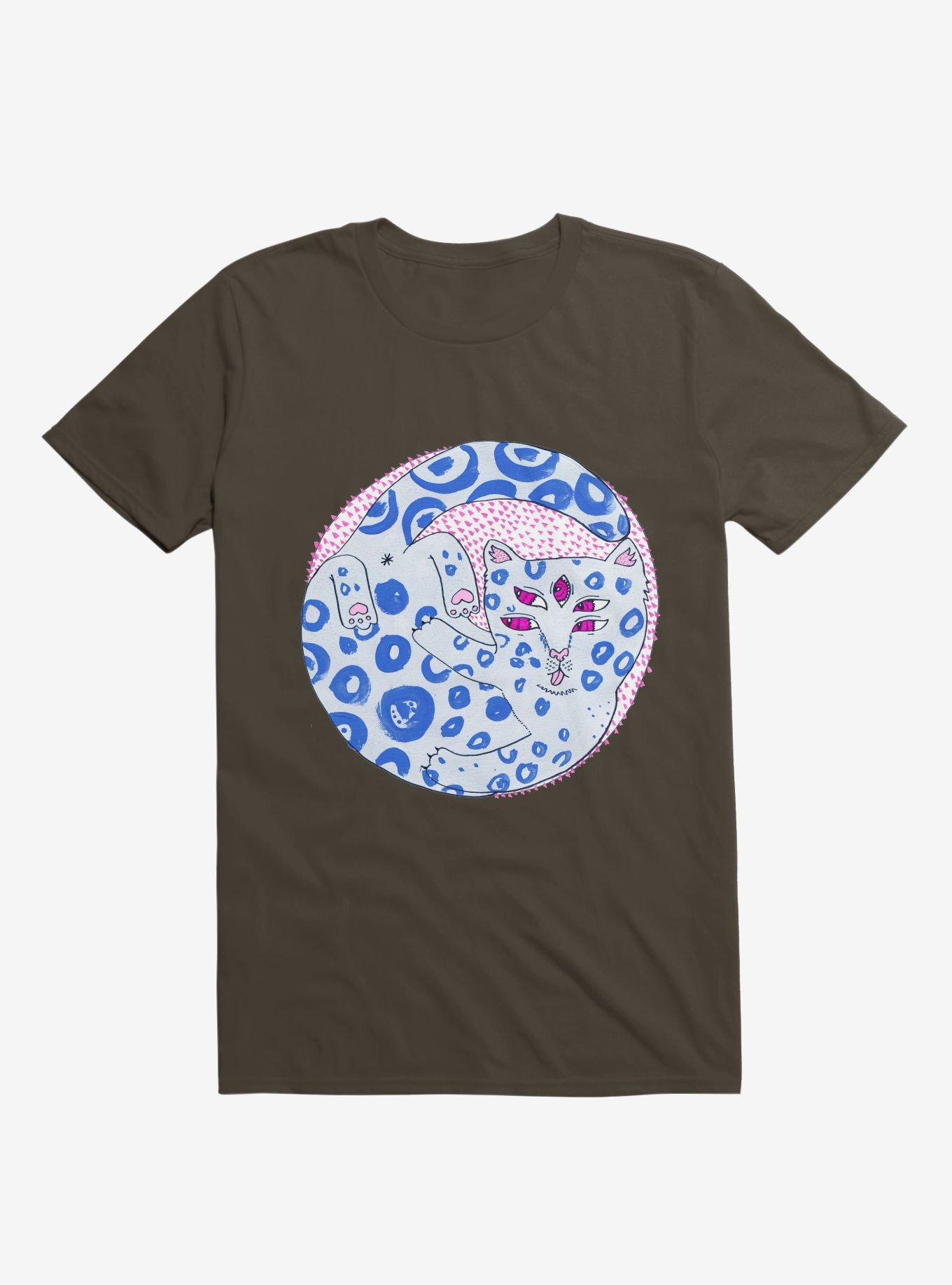 Blue Spotted Cat Bath Brown T-Shirt, , hi-res