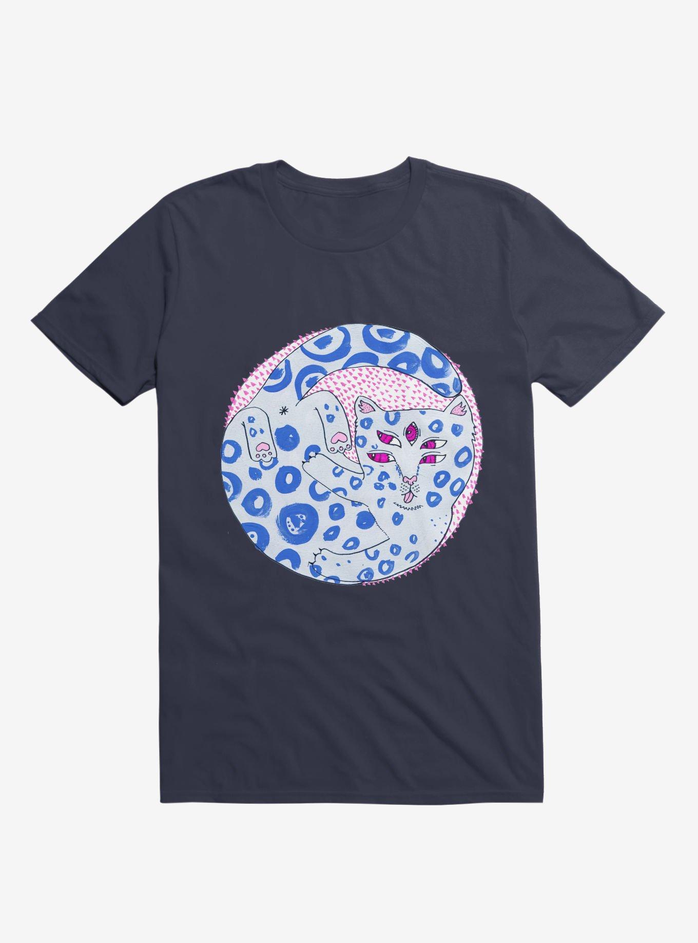 Blue Spotted Cat Bath Navy Blue T-Shirt, NAVY, hi-res