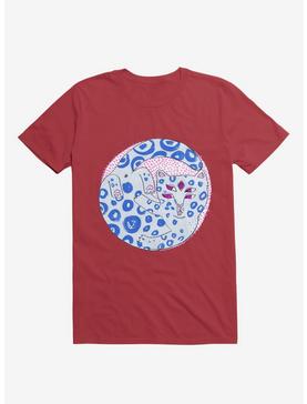 Blue Spotted Cat Bath Red T-Shirt, , hi-res