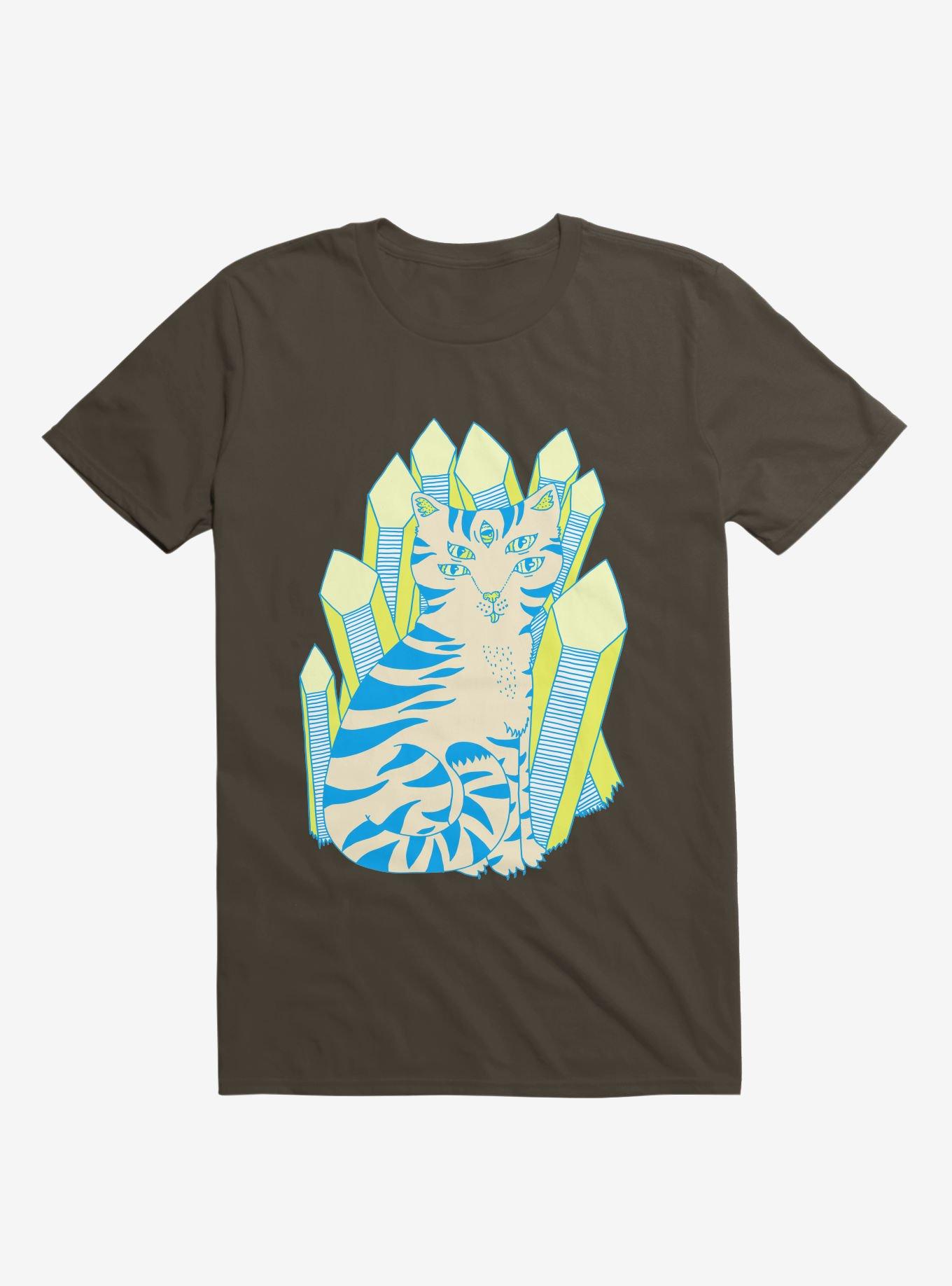 Crystal Striped Cat Brown T-Shirt, , hi-res
