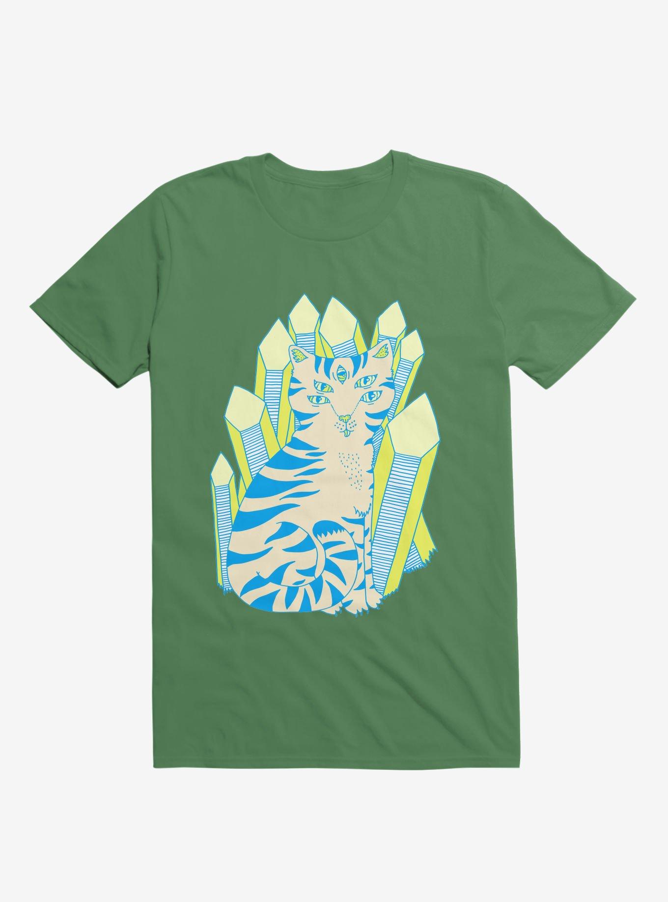 Crystal Striped Cat Kelly Green T-Shirt, , hi-res