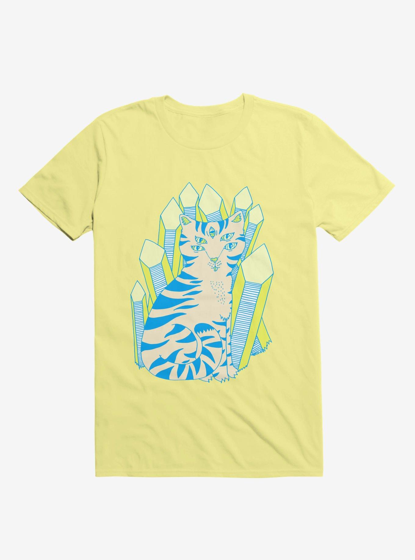 Crystal Striped Cat Corn Silk Yellow T-Shirt, , hi-res