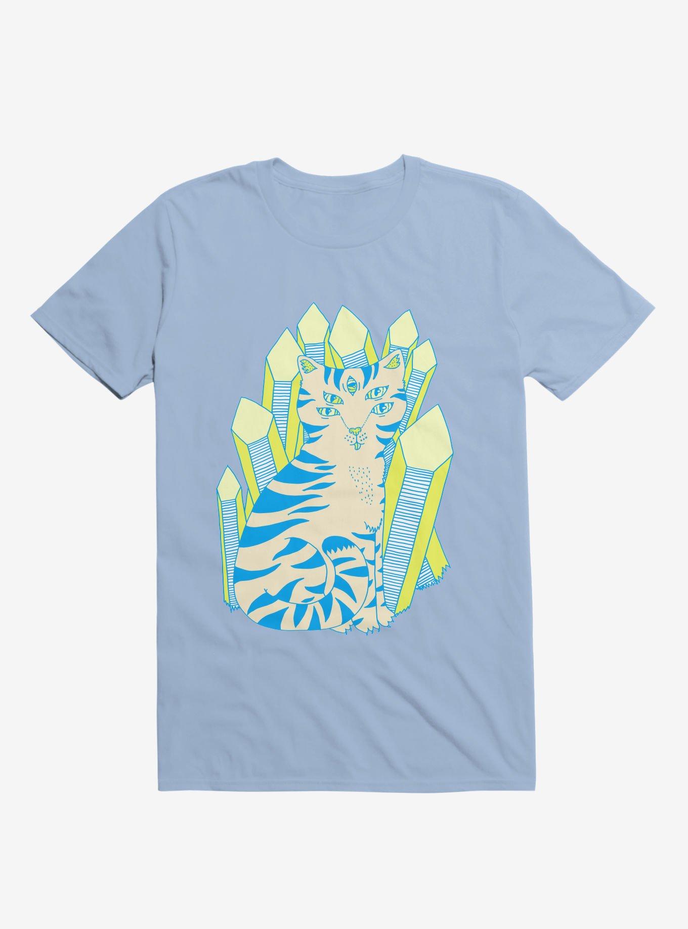 Crystal Striped Cat Light Blue T-Shirt, , hi-res