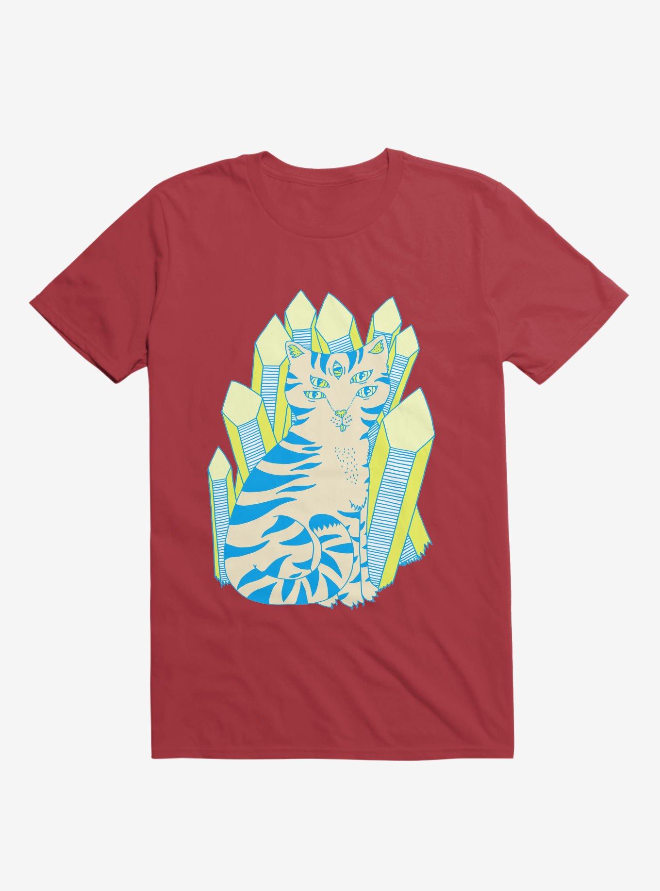 Crystal Striped Cat Red T-Shirt, , hi-res