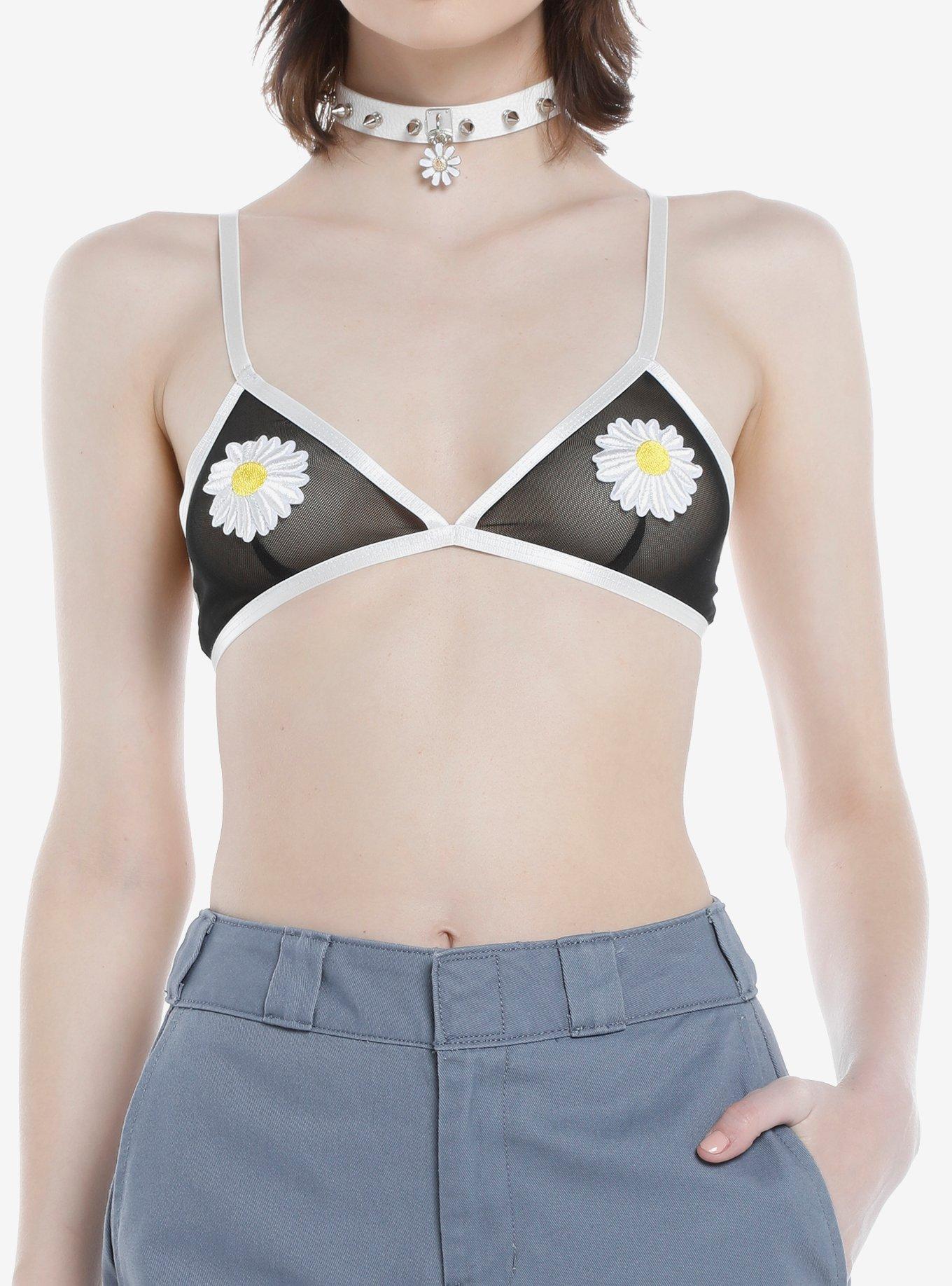 Daisy Mesh Bra, BLACK, hi-res