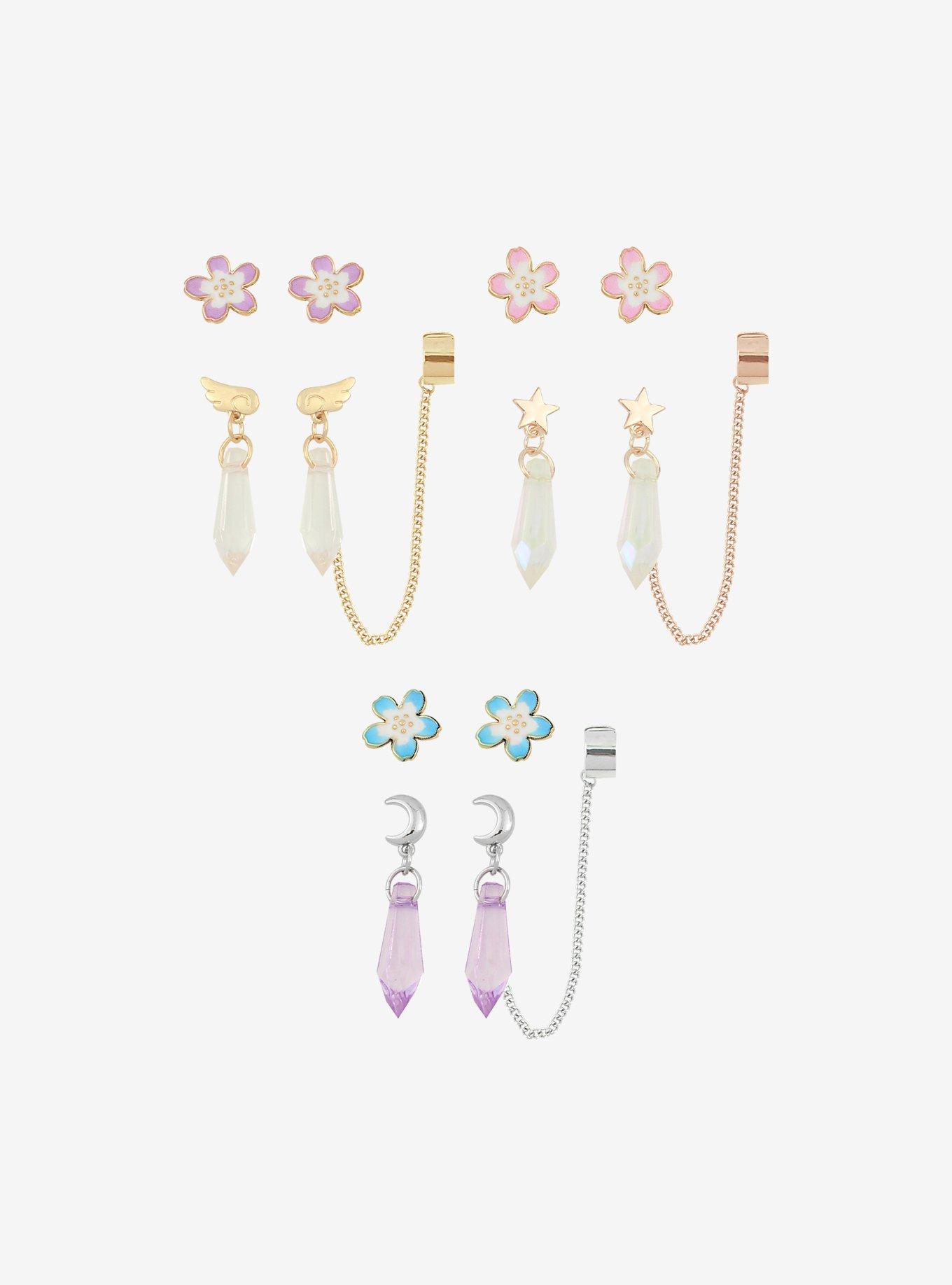 Sakura Blossom Crystal Cuff Earring Set, , hi-res