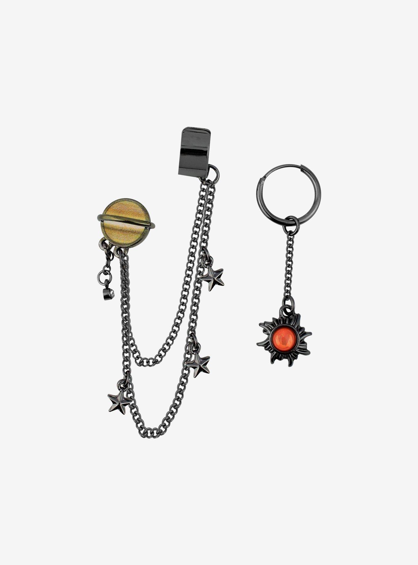 Cuff earrings with chain deals hot topic