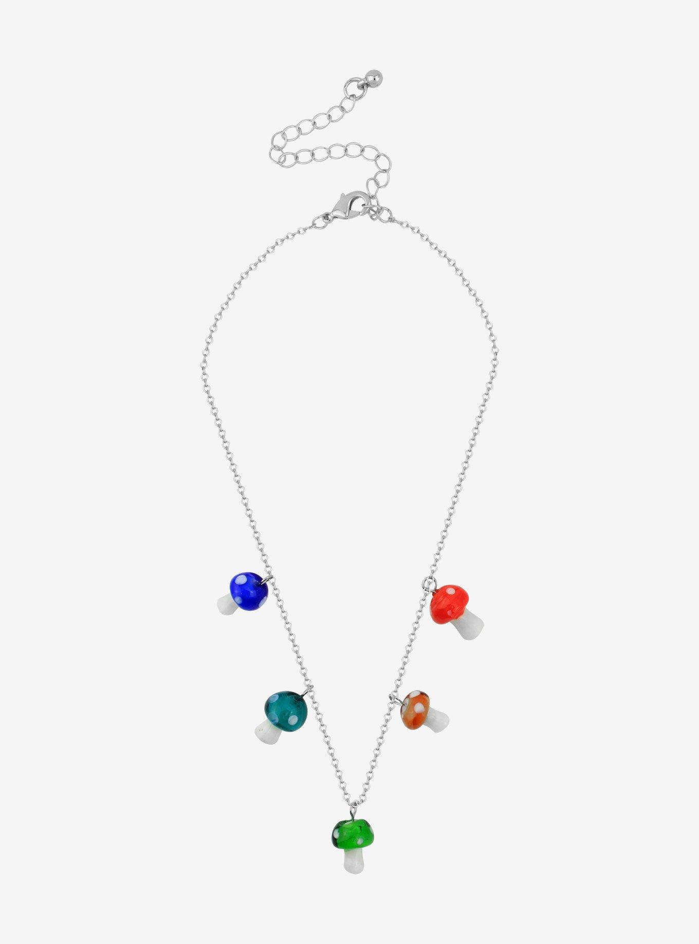Multicolor Mushroom Charm Necklace, , hi-res