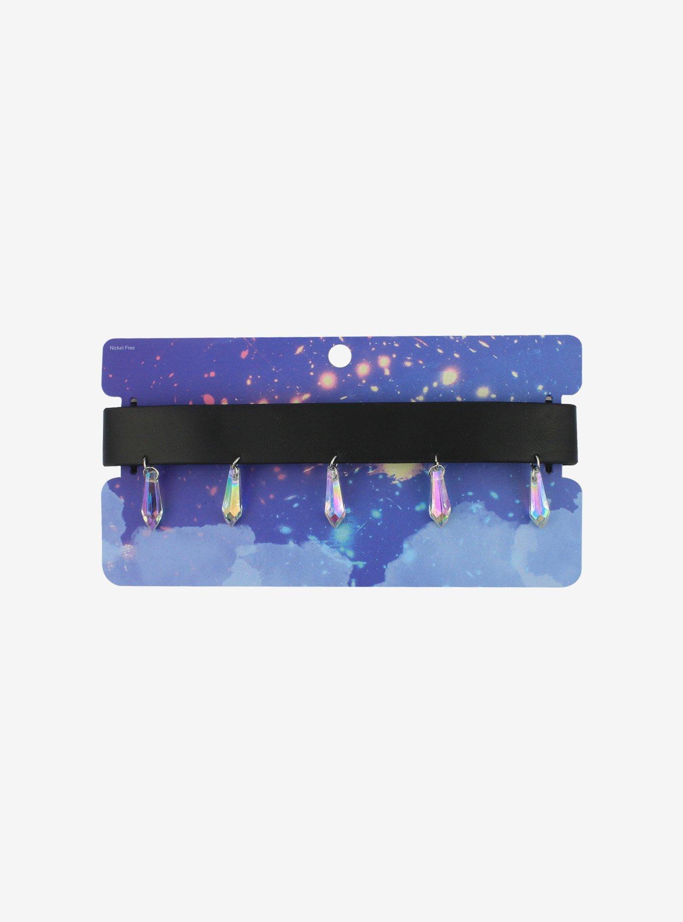 Iridescent Crystals Faux Leather Choker, , hi-res