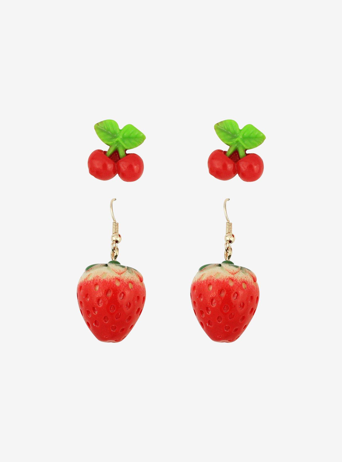 Cherry & Strawberry Earring Set, , hi-res