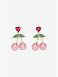 Cherry Heart CZ Drop Earrings, , hi-res