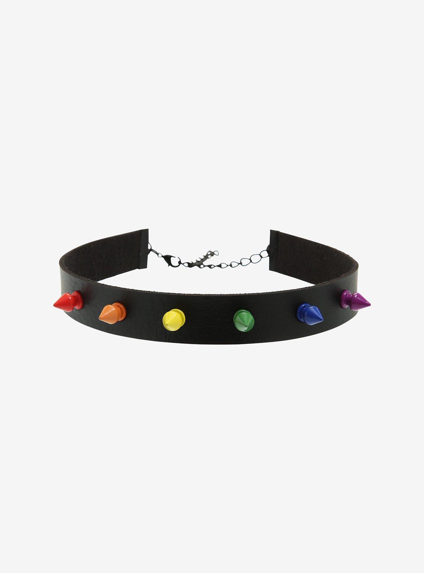 Rainbow Spike Choker, , hi-res