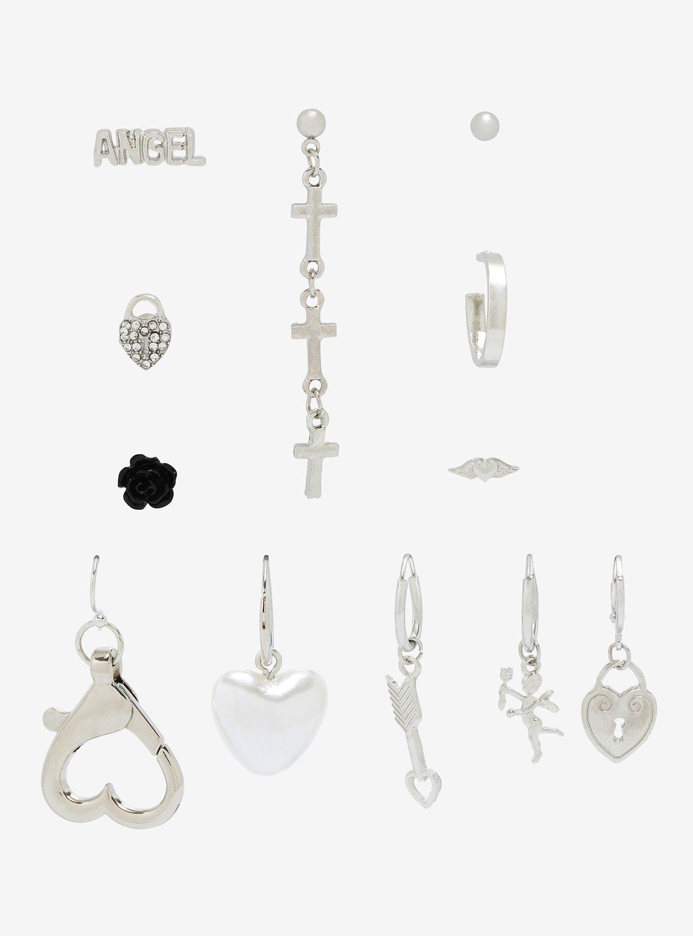 Angel Cross Mismatch Earring Set, , hi-res