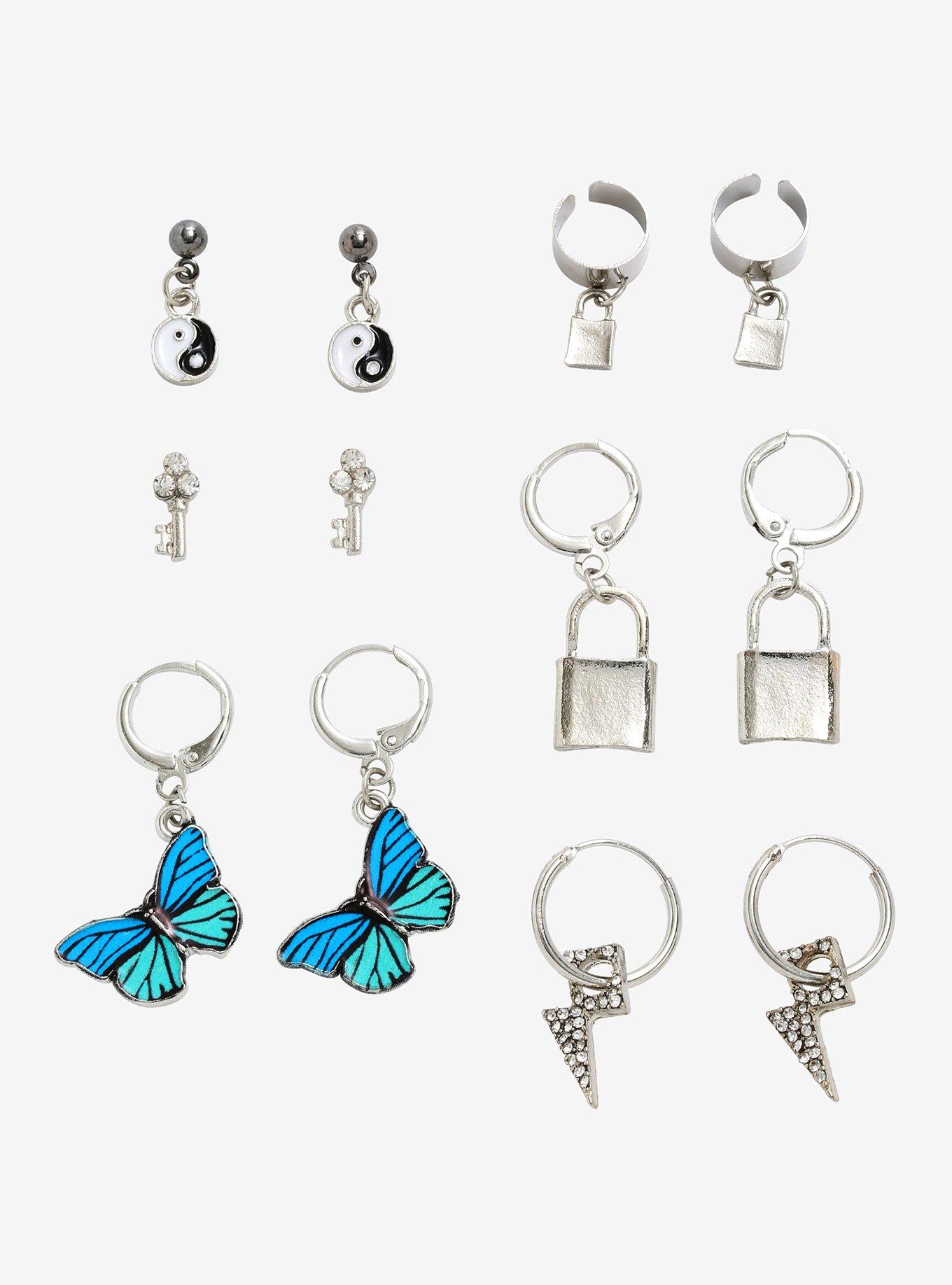 Butterfly Padlock Cuff Earring Set Hot Topic