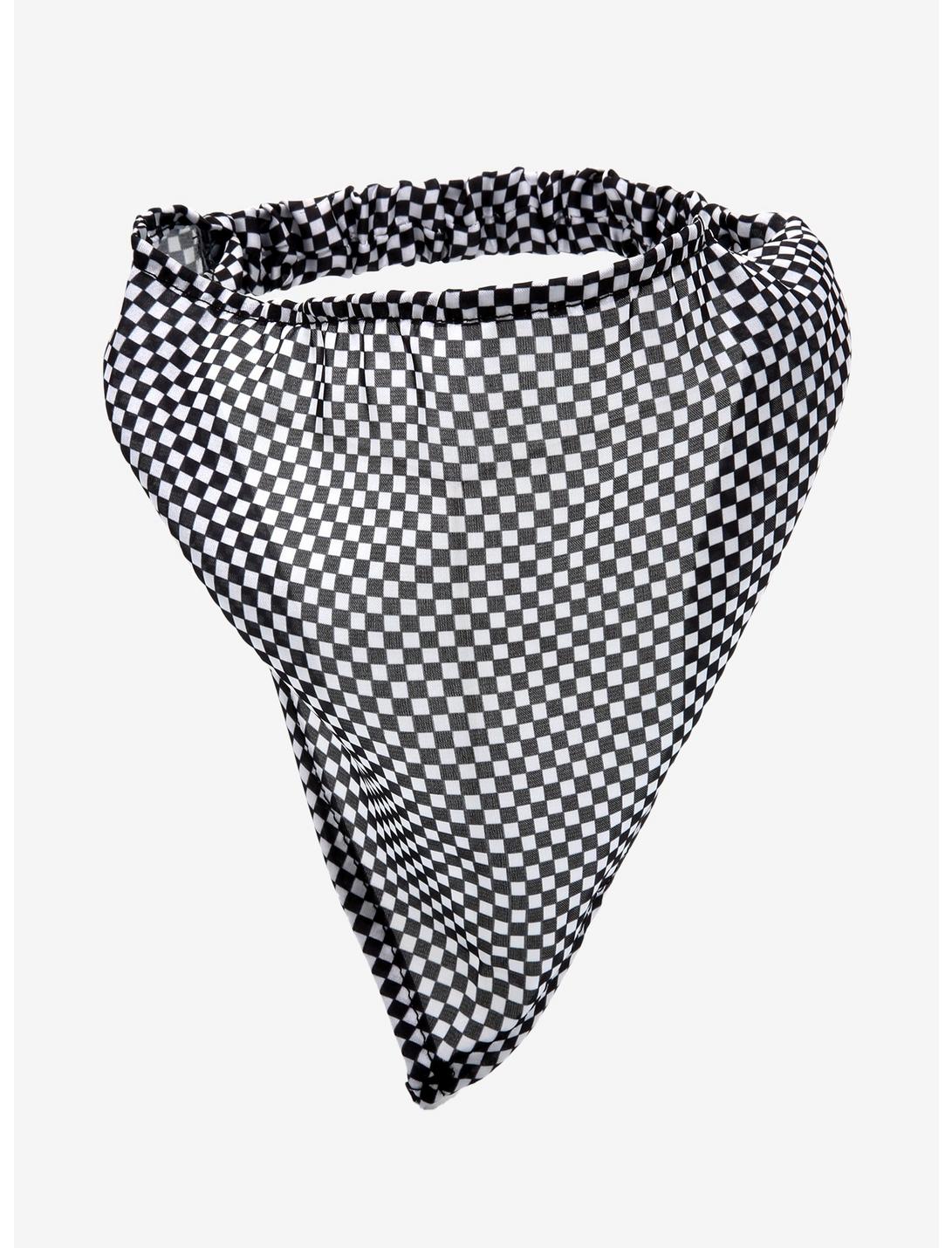 Black & White Checkered Scarf Headband, , hi-res