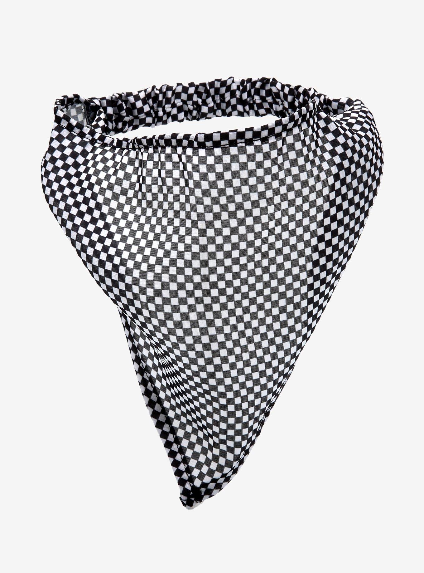 Black & White Checkered Scarf Headband, , hi-res