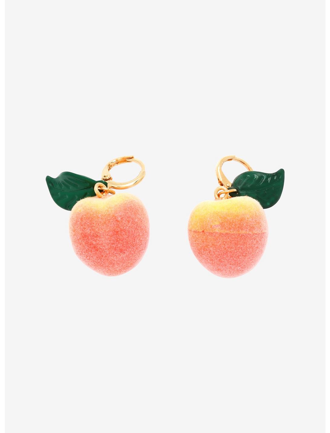 Fuzzy Peach Mini Hoop Earrings, , hi-res