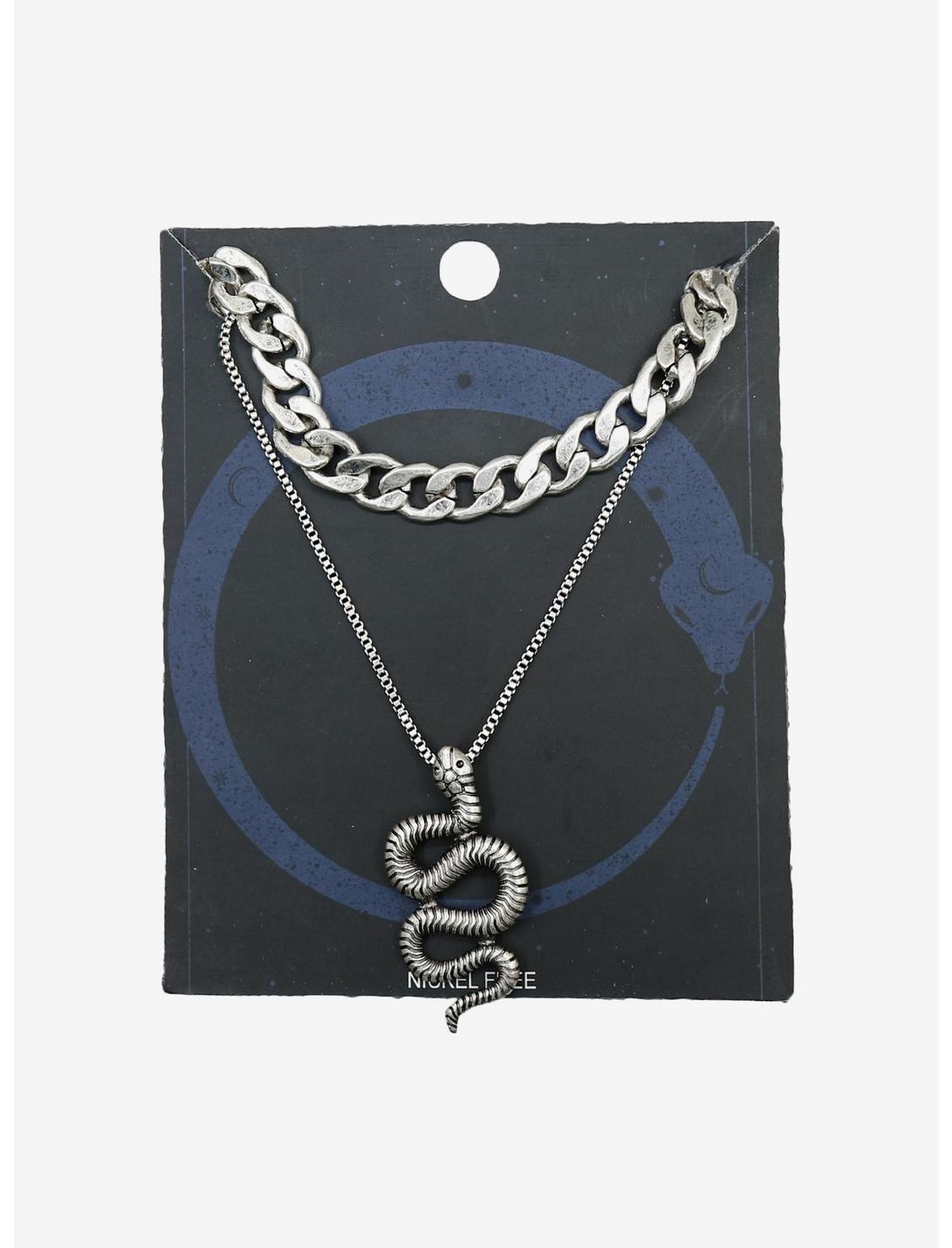 Snake & Silver Chain Necklace Set, , hi-res