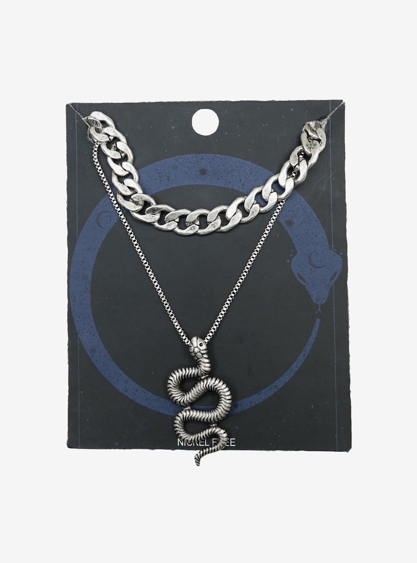 Snake & Silver Chain Necklace Set | Hot Topic