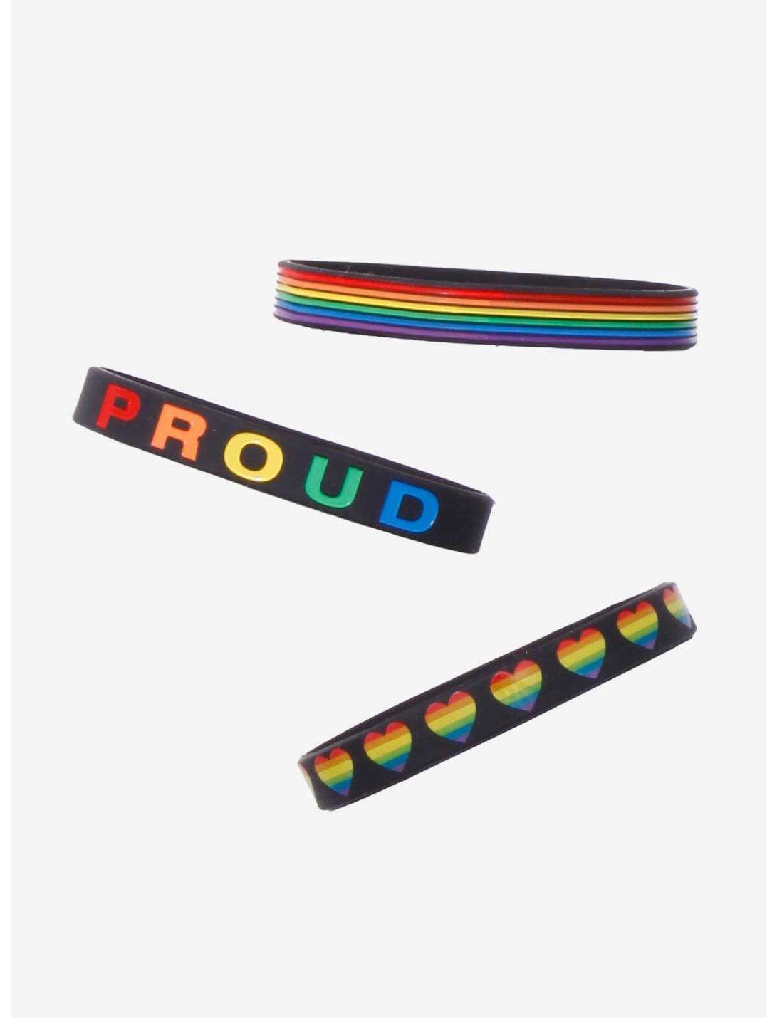 Proud Rainbow Rubber Bracelet Set, , hi-res