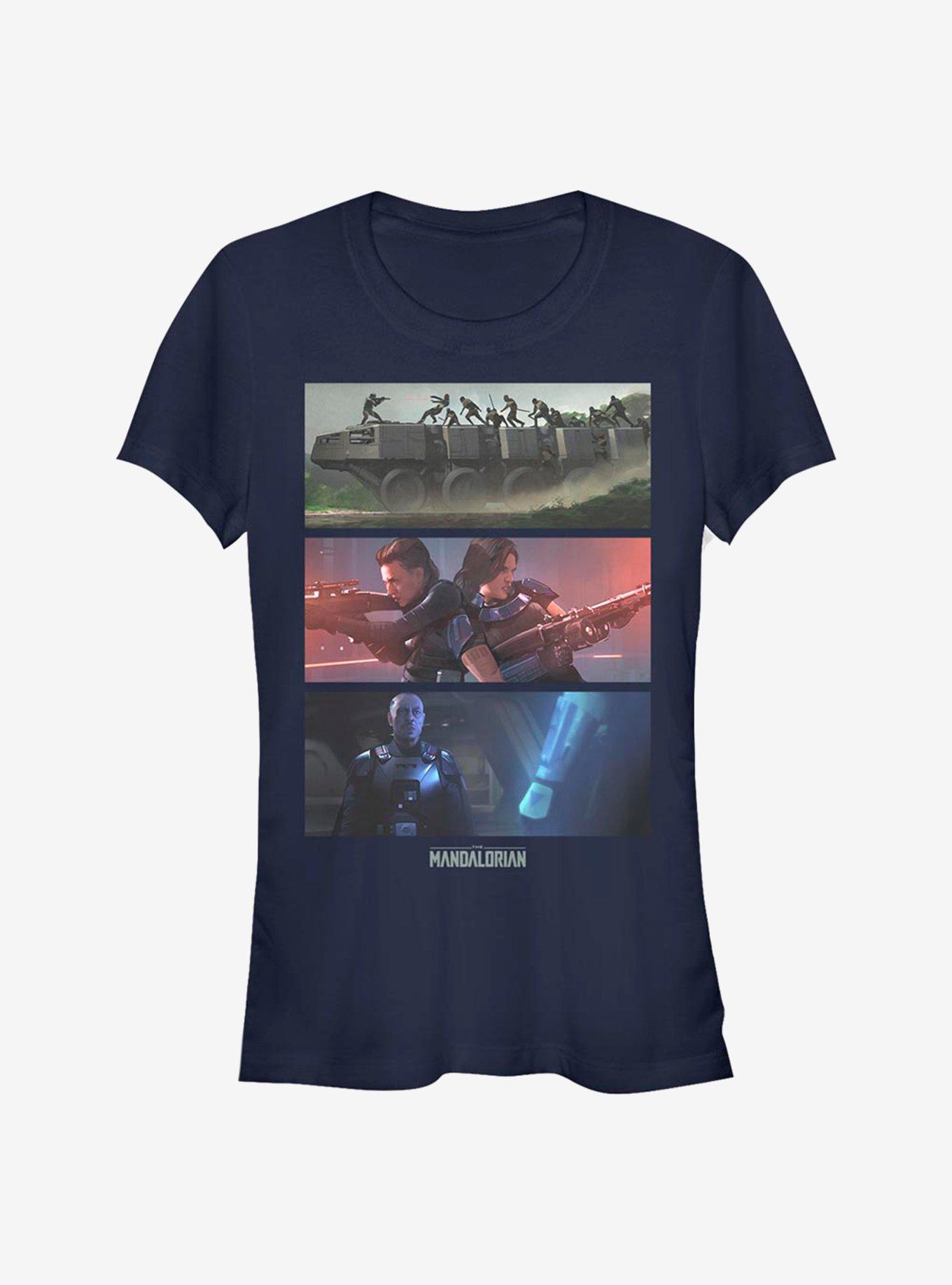 Star Wars The Mandalorian Battle Scene Girls T-Shirt, NAVY, hi-res