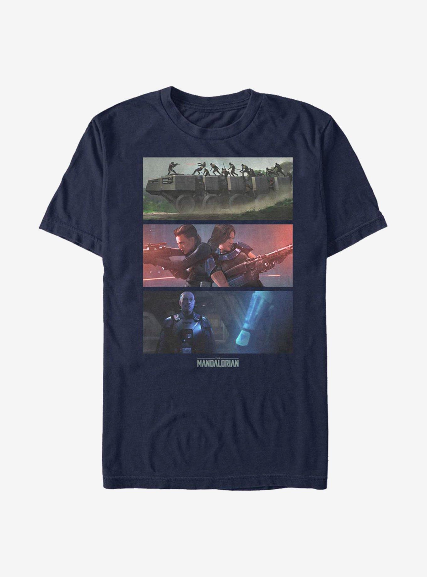 Star Wars The Mandalorian Battle Scene T-Shirt, NAVY, hi-res